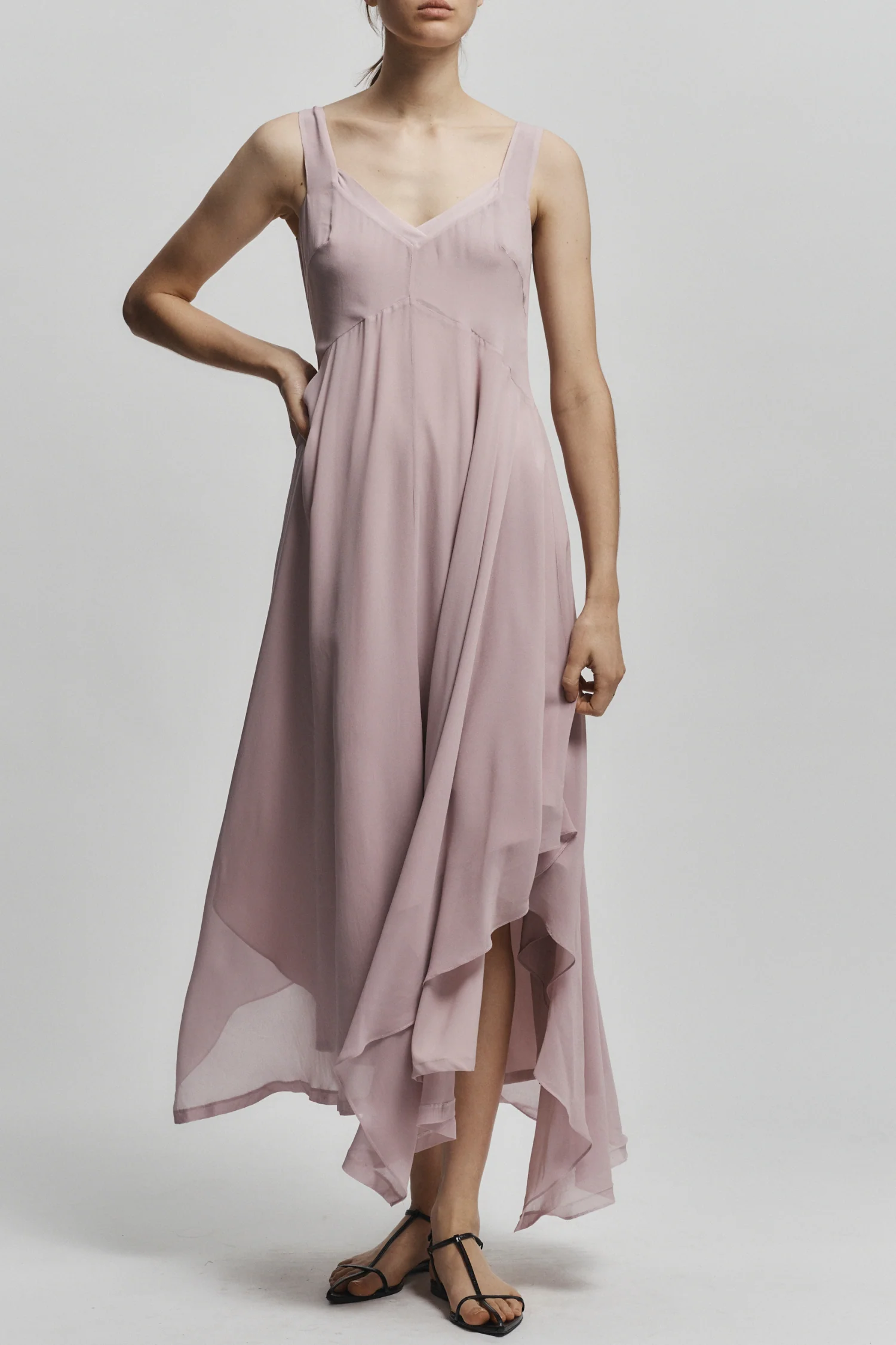 Riley Handkerchief Dress, Dusty Pink