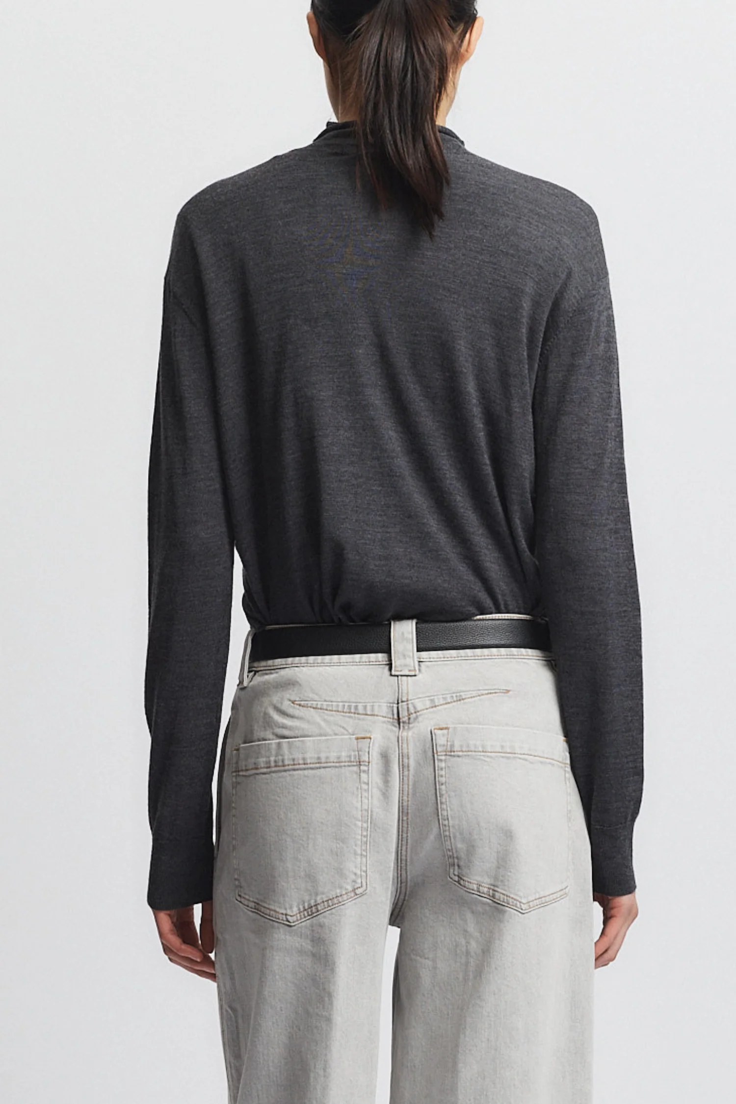 Ashley Buttondown Sweater, Charcoal 3 Ashley Buttondown Sweater, Charcoal