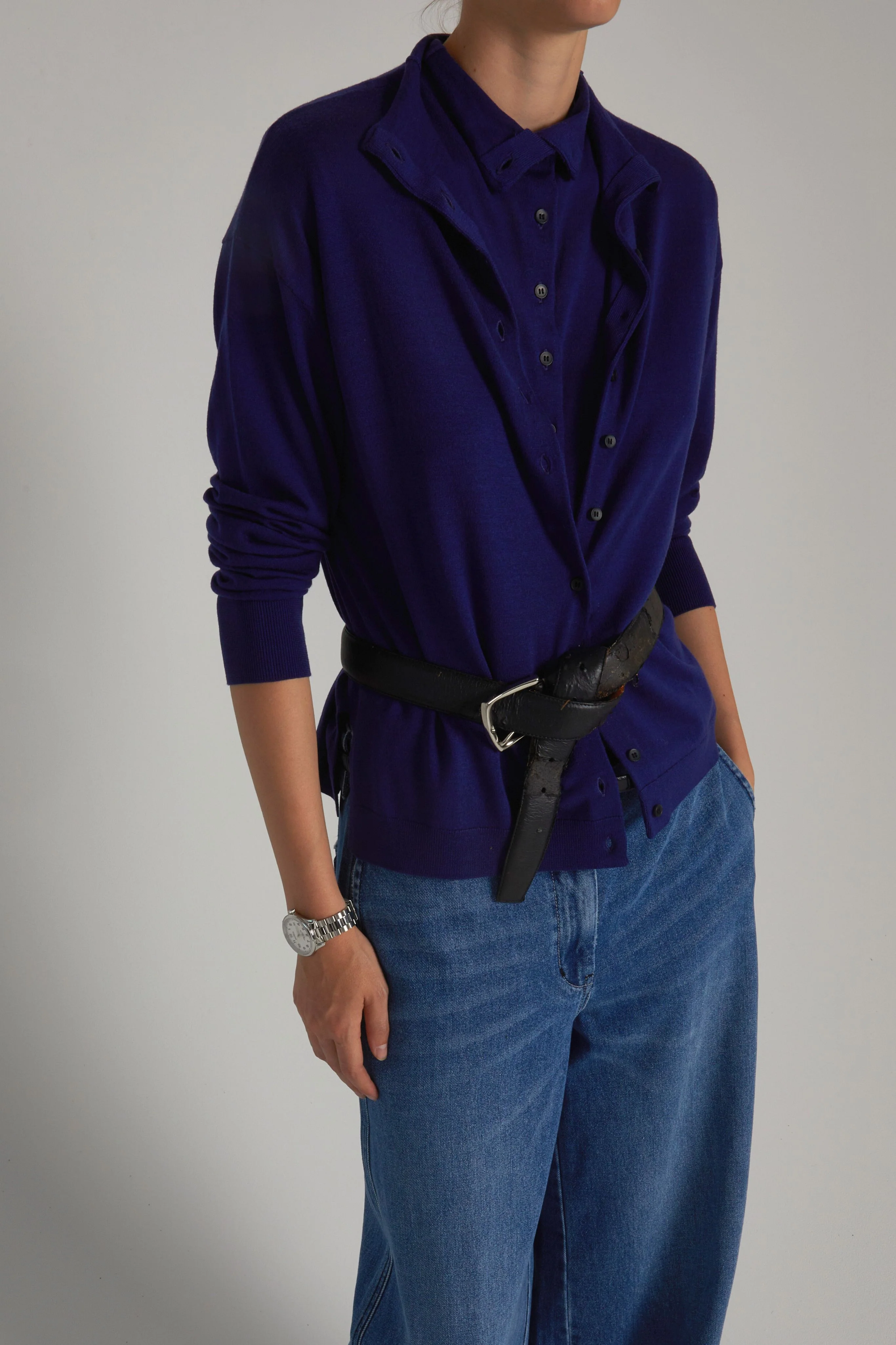 Ashley Buttondown Sweater, Midnight 6 Ashley Buttondown Sweater, Midnight