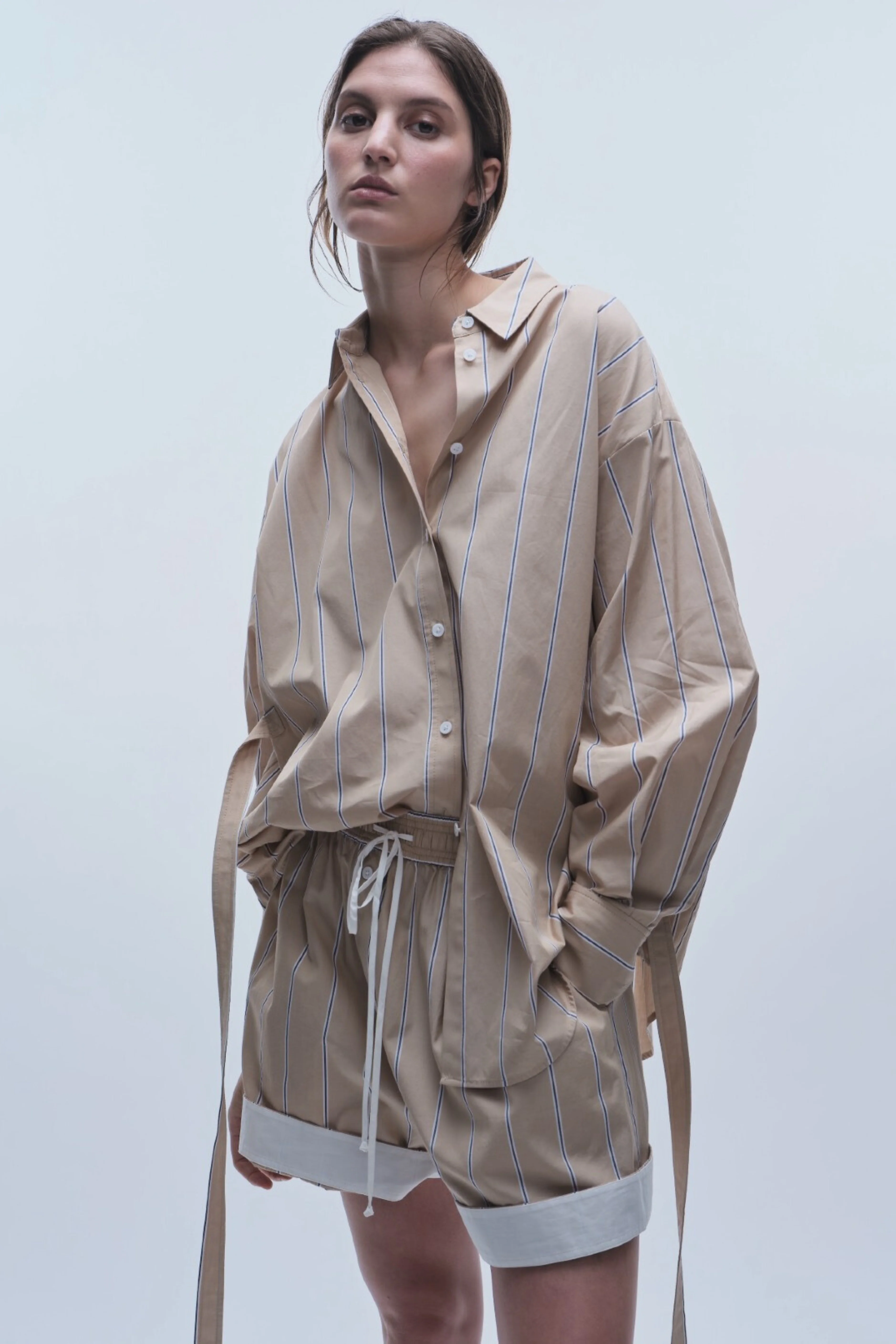 Lara Blouse, Sand Stripe