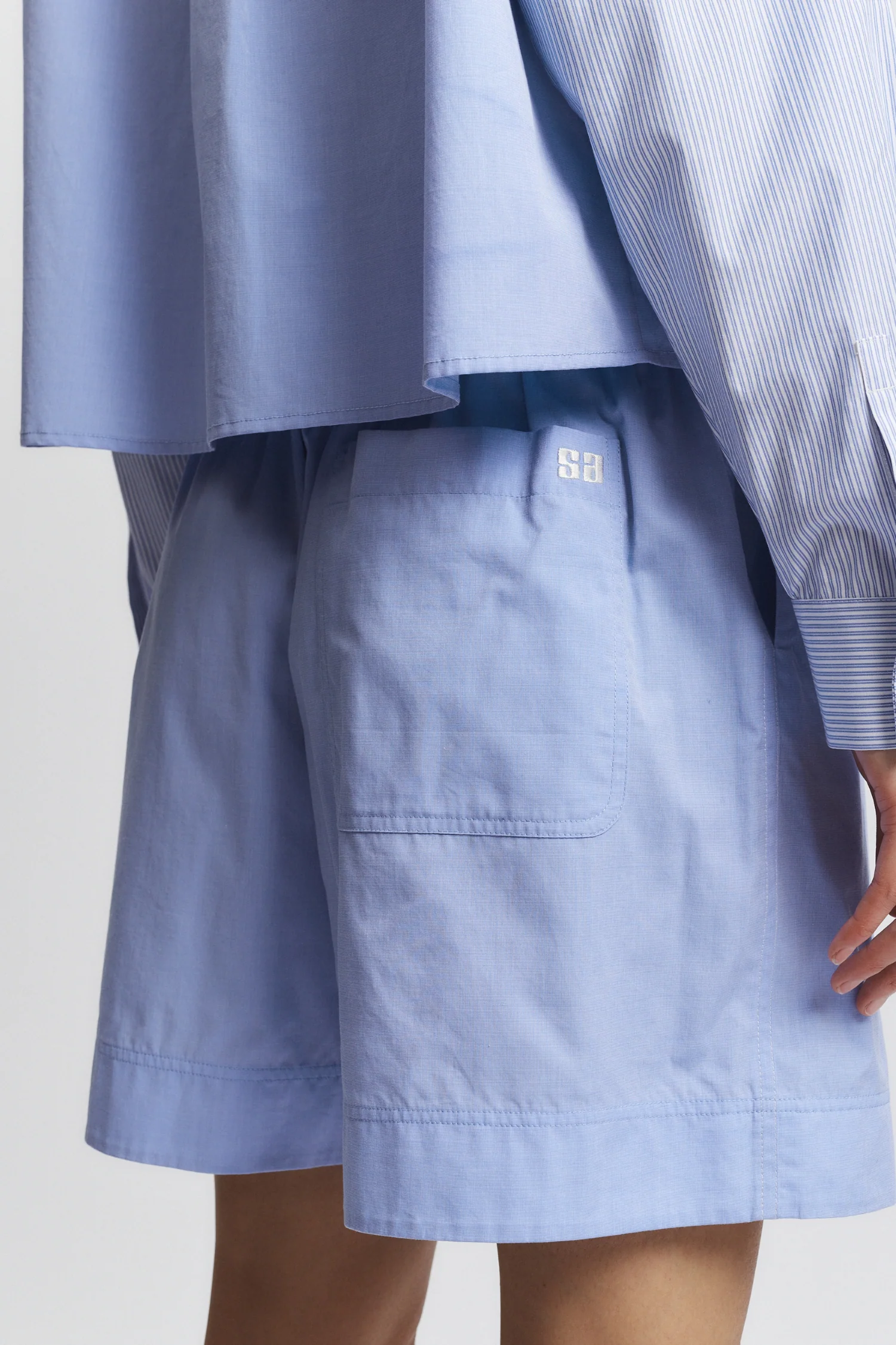 Lexie Short, Blue Mixed Shirting