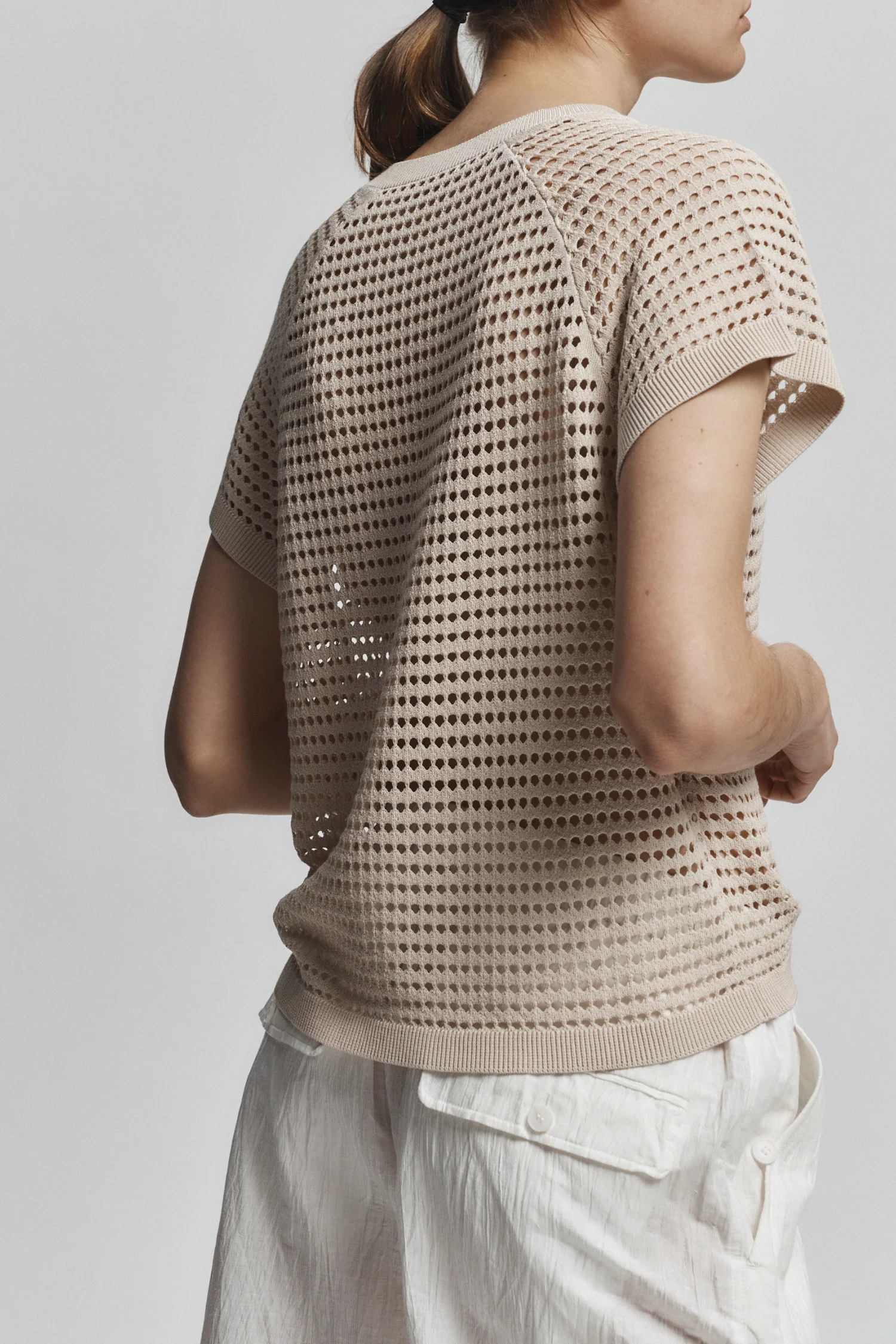 Adrian Crochet Tshirt, Natural