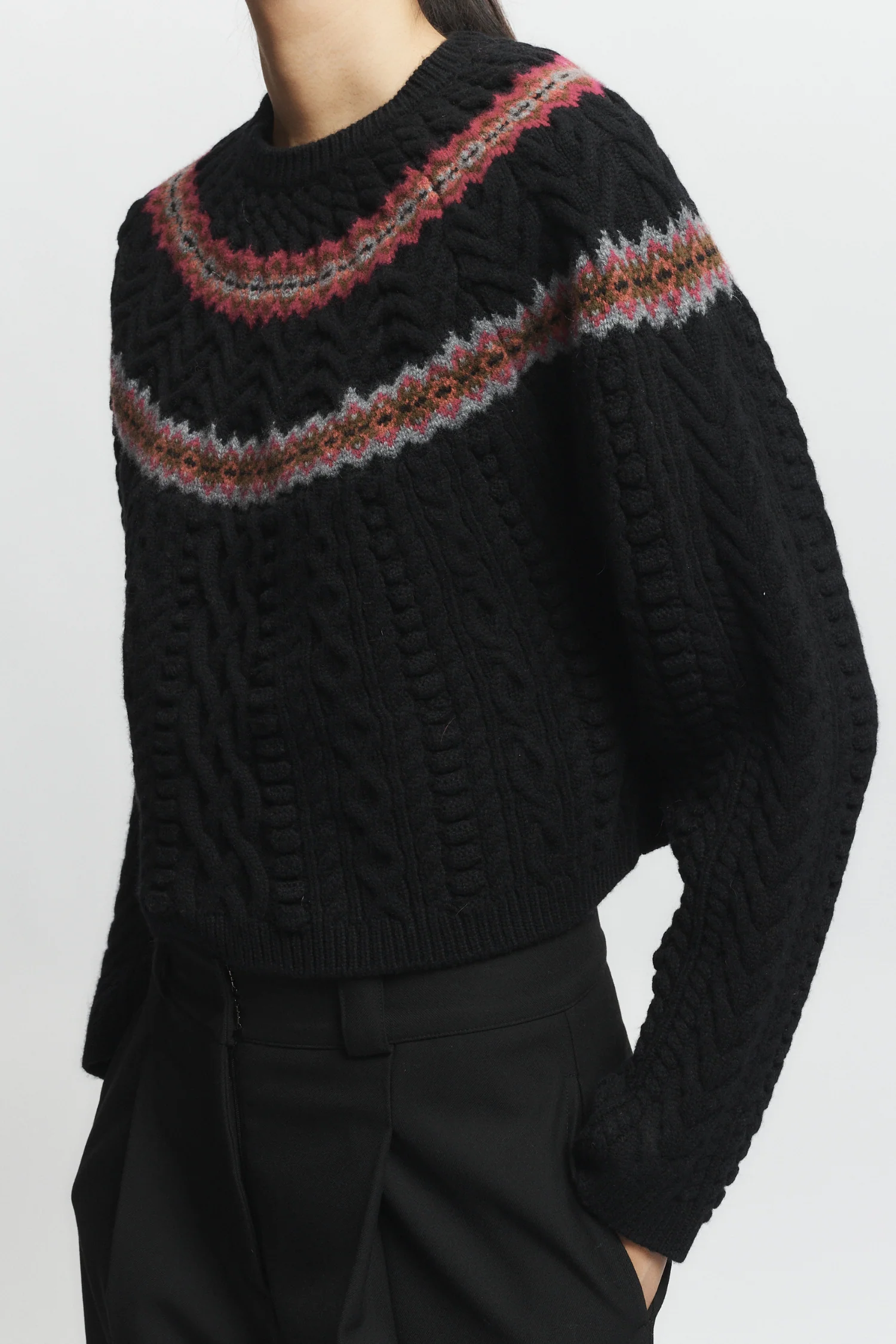 Ainsley Fair Isle Sweater, Black