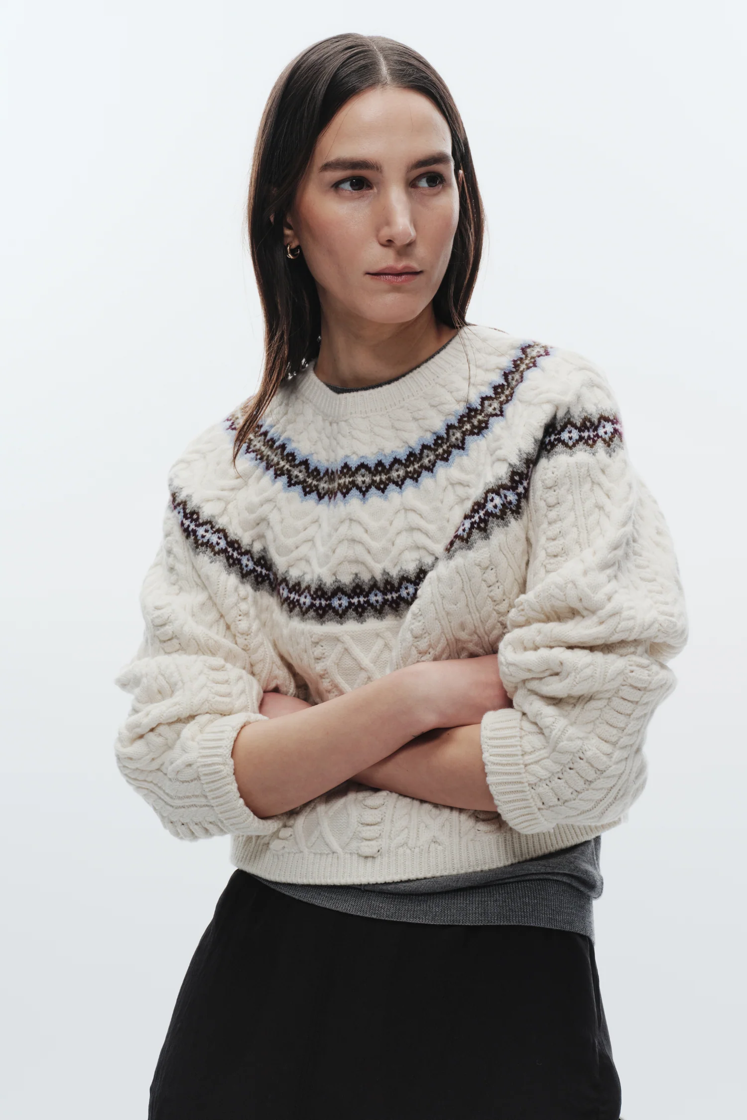 Ainsley Fair Isle Sweater, Ivory