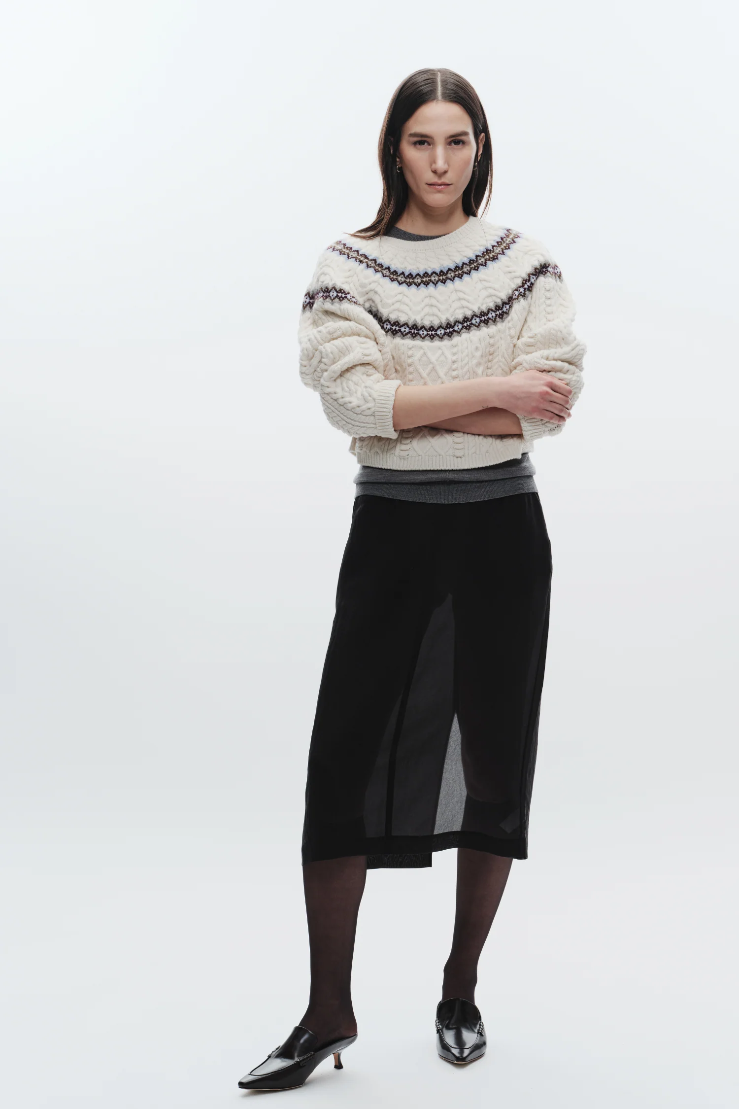 Ainsley Fair Isle Sweater, Ivory