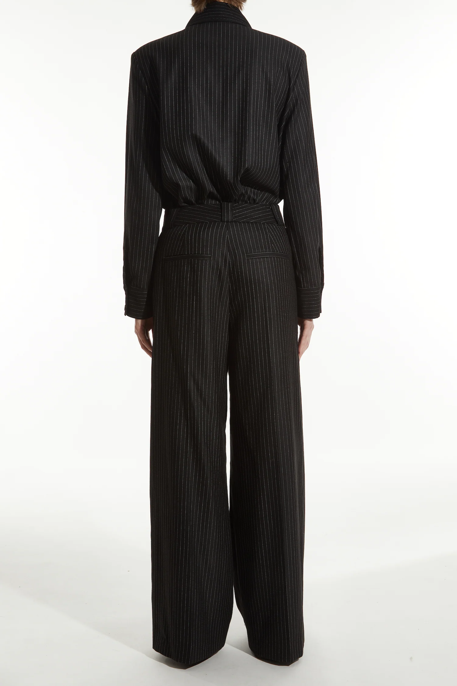 Alessandra Tailored Blouse, Charcoal Pinstripe 3 Alessandra Tailored Blouse, Charcoal Pinstripe