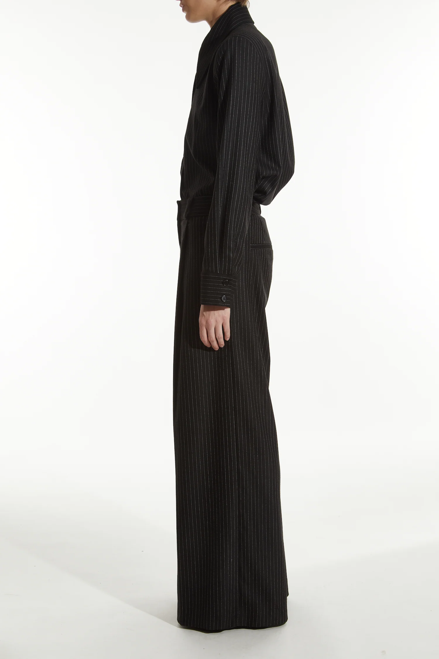 Alessandra Tailored Blouse, Charcoal Pinstripe 4 Alessandra Tailored Blouse, Charcoal Pinstripe