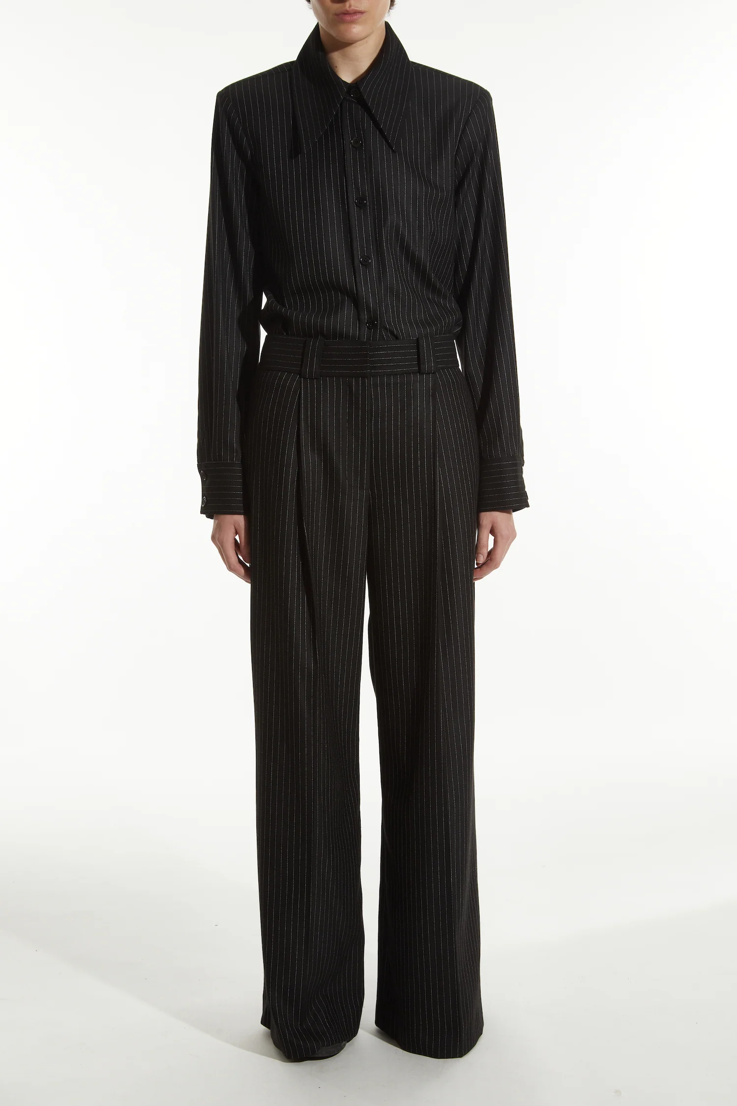 Alessandra Tailored Blouse, Charcoal Pinstripe 5 Alessandra Tailored Blouse, Charcoal Pinstripe