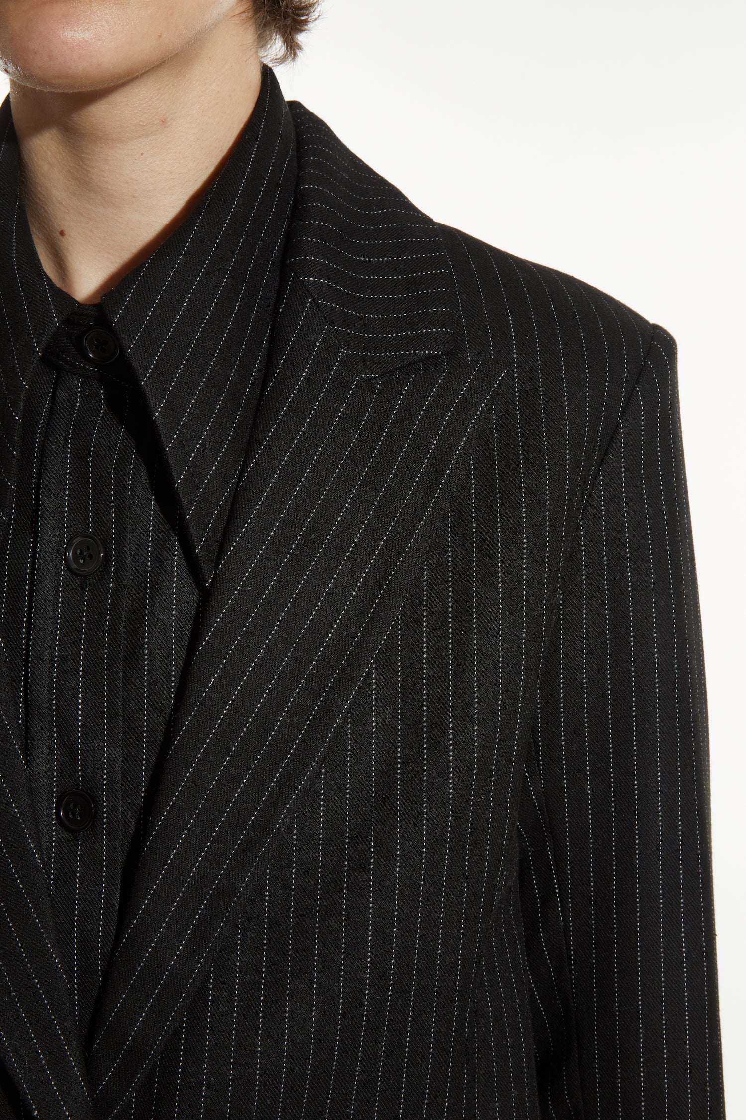 Alessandra Tailored Blouse, Charcoal Pinstripe 6 Alessandra Tailored Blouse, Charcoal Pinstripe