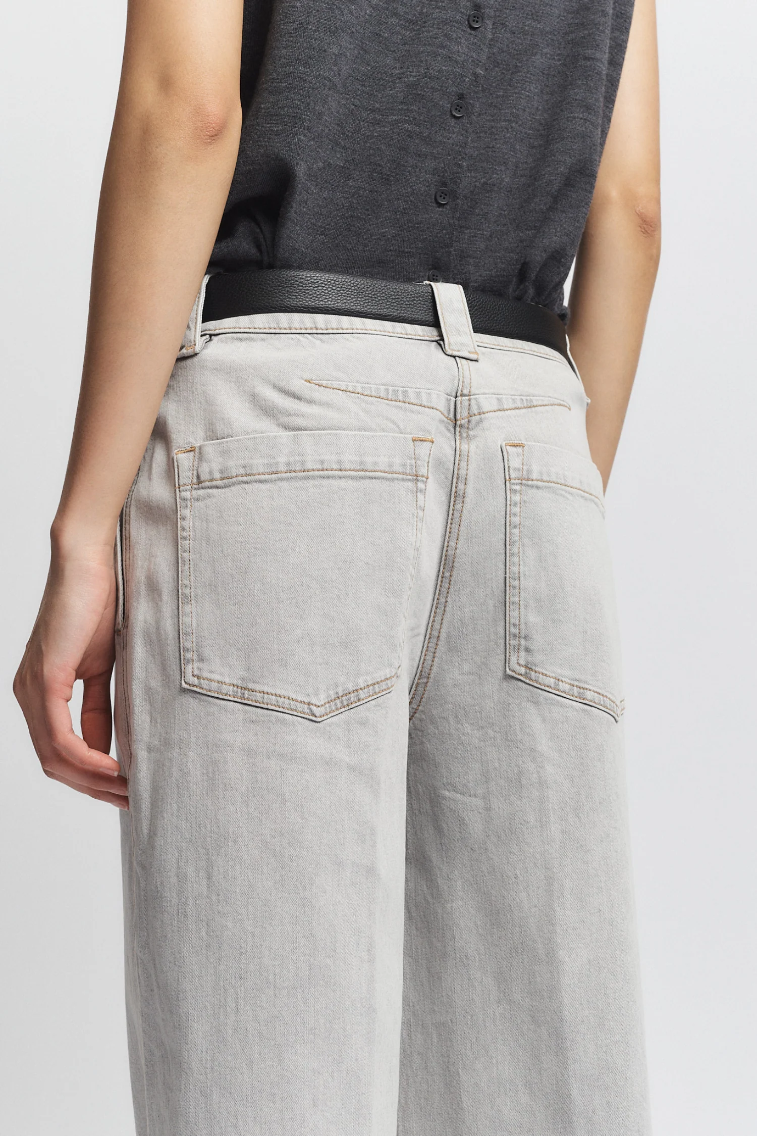 Amber Wide-leg Denim Pant, Powder Grey 5 Amber Wide-leg Denim Pant, Powder Grey