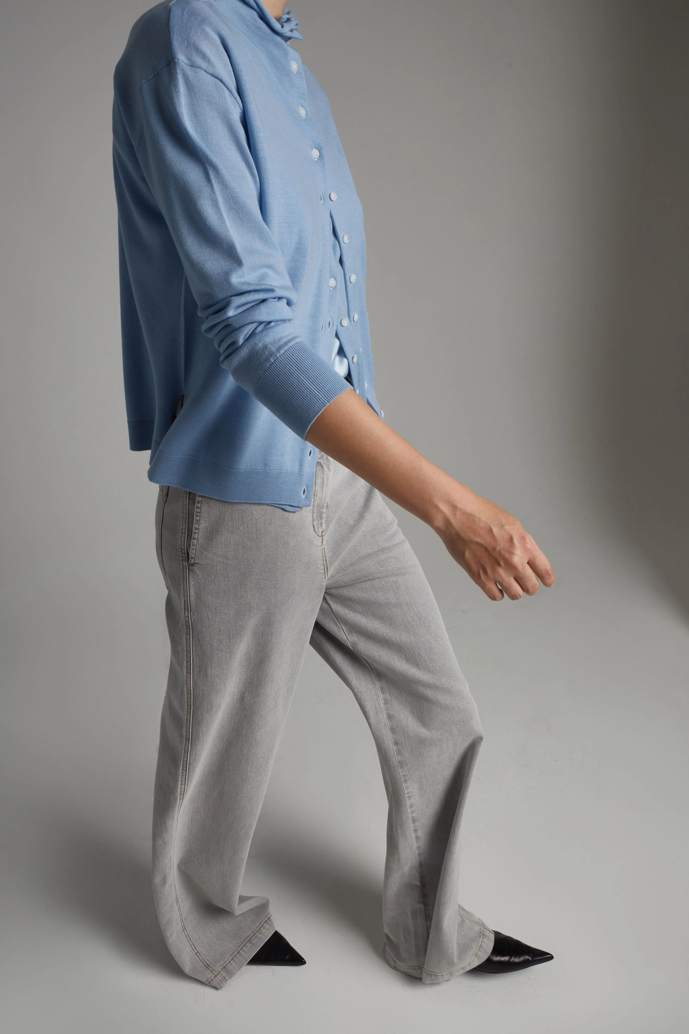 Amber Wide-leg Denim Pant, Powder Grey 6 Amber Wide-leg Denim Pant, Powder Grey