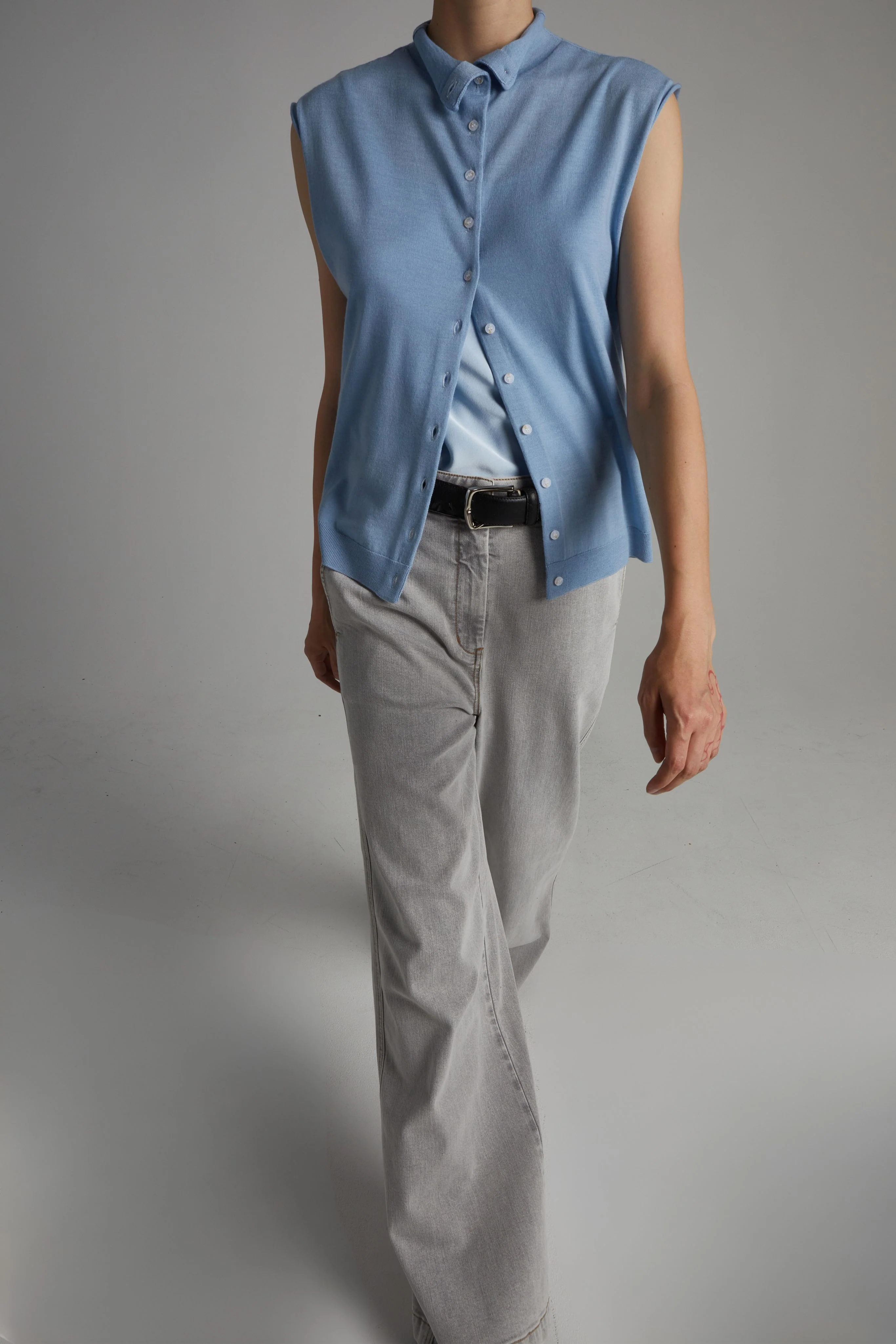 Amber Wide-leg Denim Pant, Powder Grey 7 Amber Wide-leg Denim Pant, Powder Grey