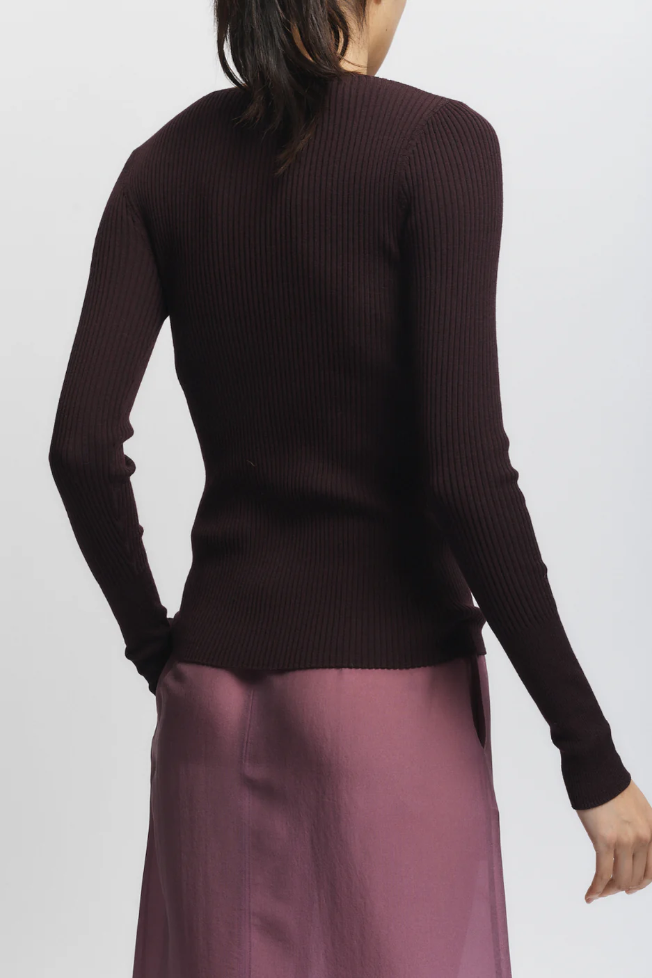 Atlas Rib Crewneck Sweater, Burgundy