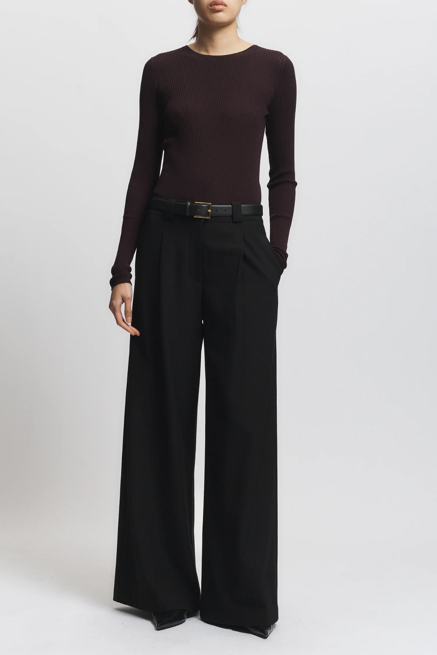 Atlas Rib Crewneck Sweater, Burgundy 3 Atlas Rib Crewneck Sweater, Burgundy