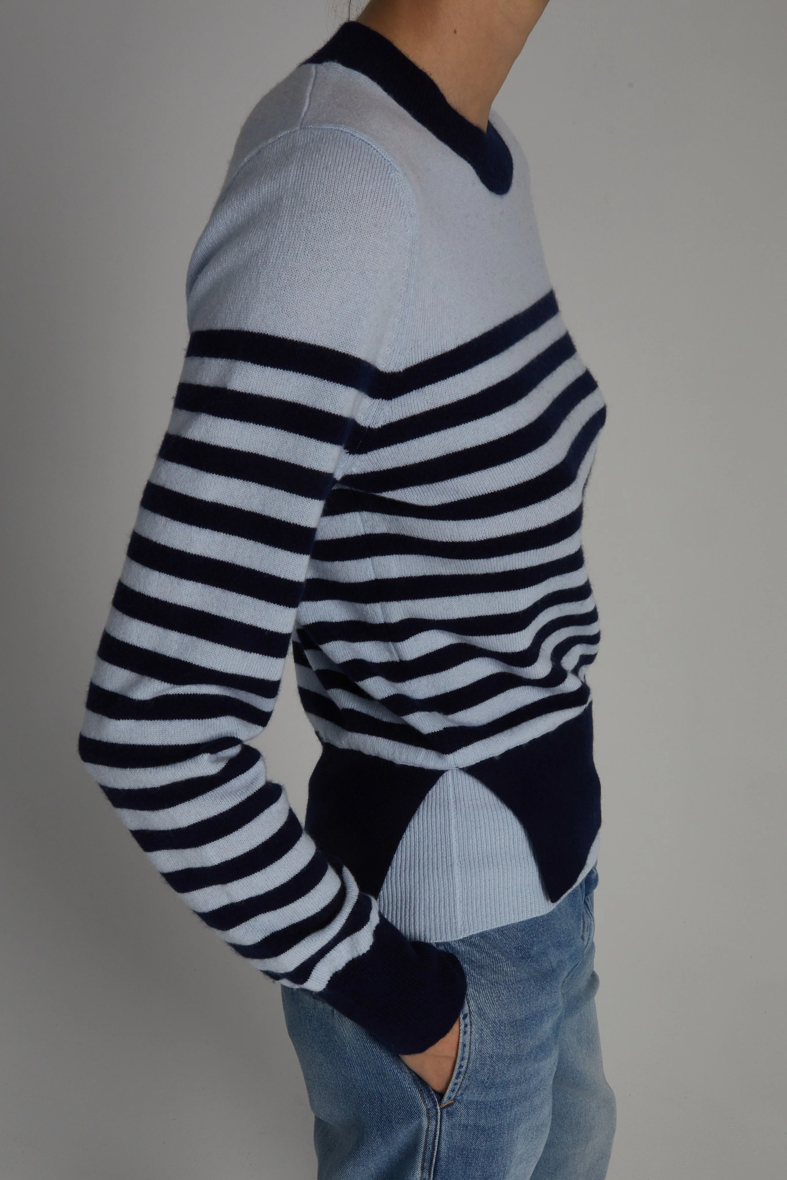 Baret Striped Cashmere Blend Sweater 4 Baret Striped Cashmere Blend Sweater