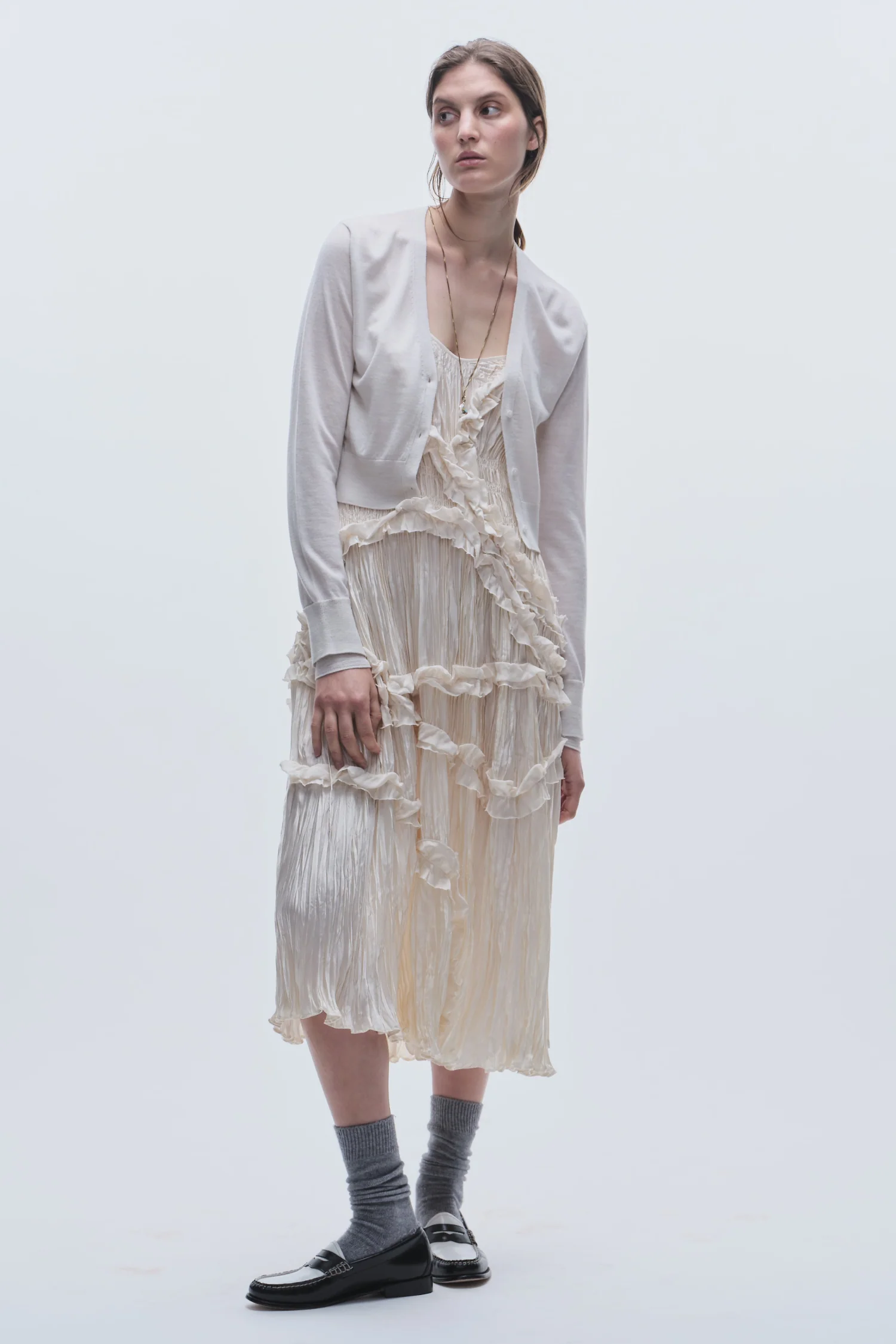 Bella Ruched Midi Dress, Ivory