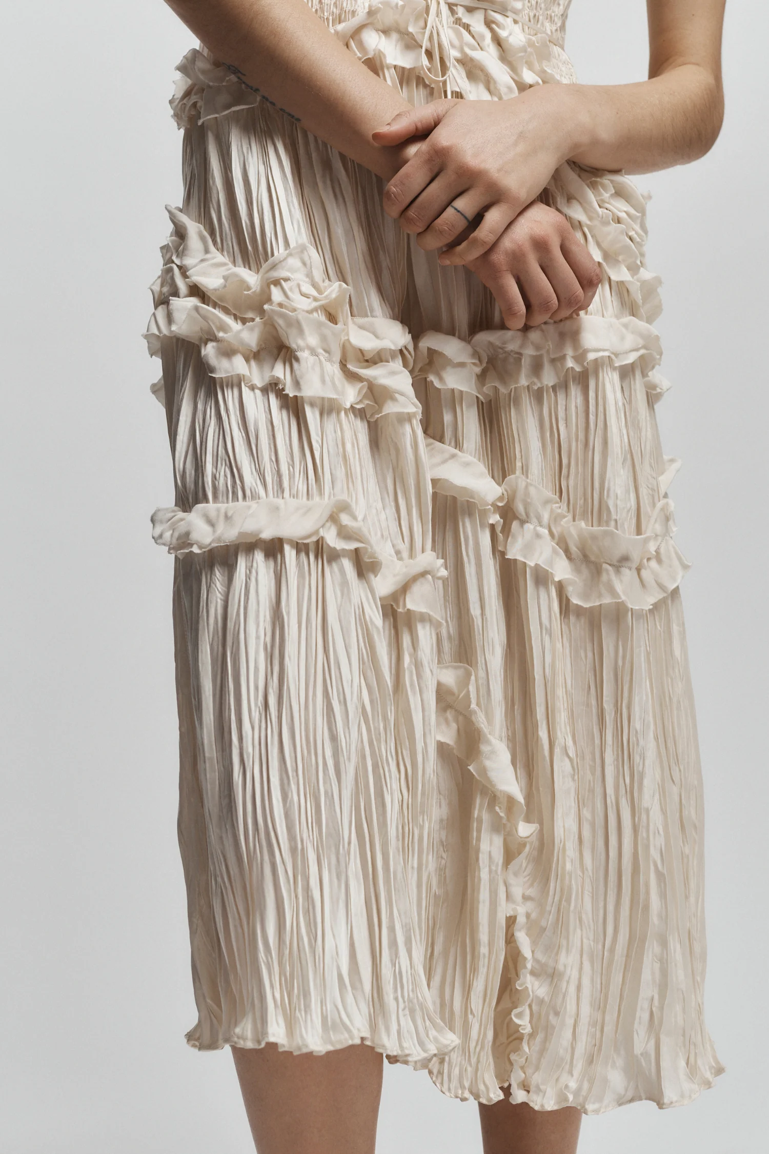 Bella Ruched Midi Dress, Ivory 3 Bella Ruched Midi Dress, Ivory