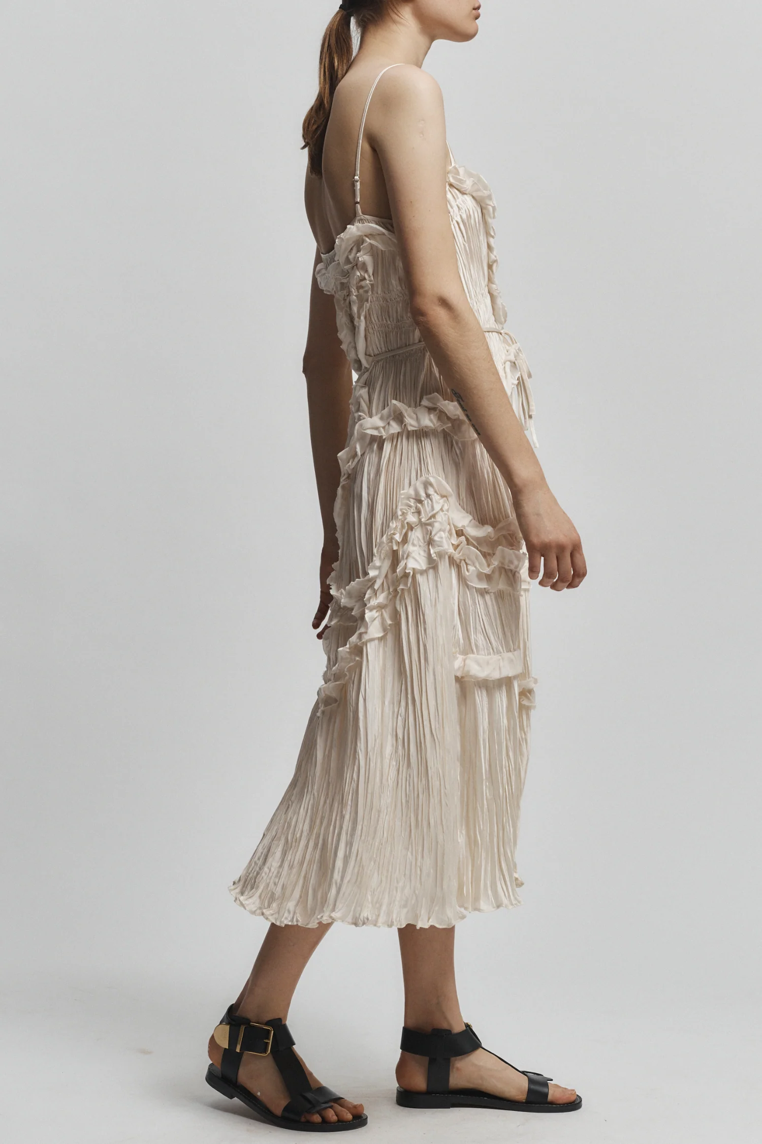 Bella Ruched Midi Dress, Ivory 4 Bella Ruched Midi Dress, Ivory