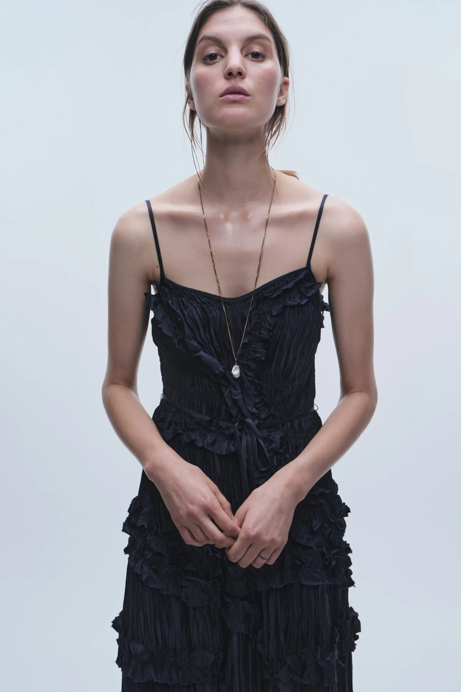 Bella Ruched Midi Dress, Navy