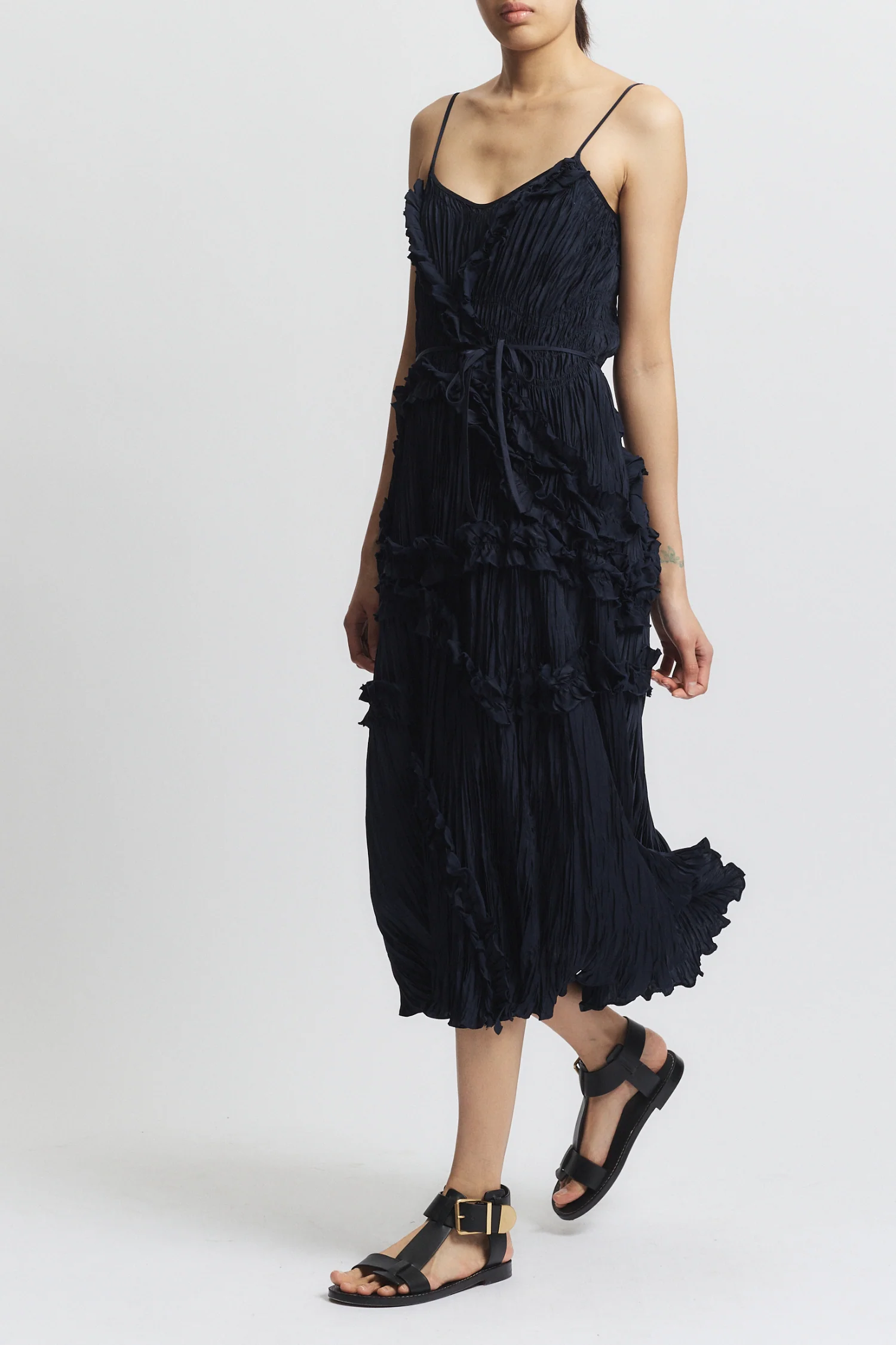 Bella Ruched Midi Dress, Navy