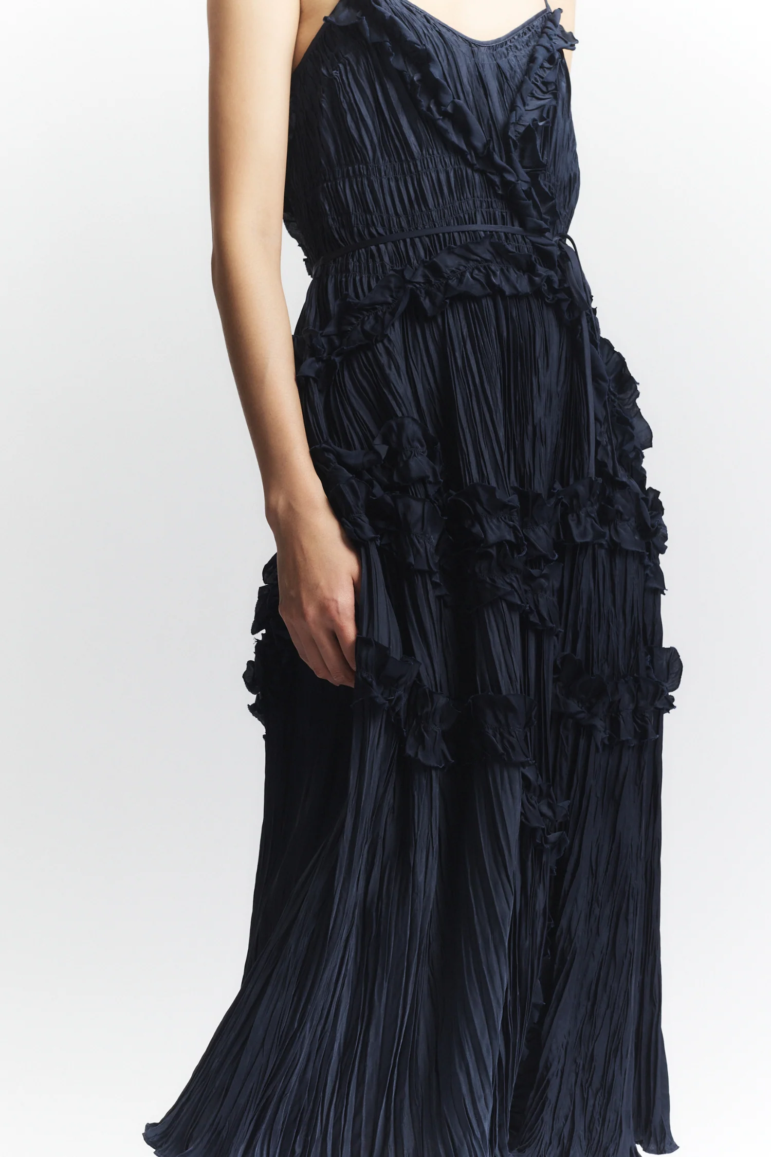 Bella Ruched Midi Dress, Navy 3 Bella Ruched Midi Dress, Navy