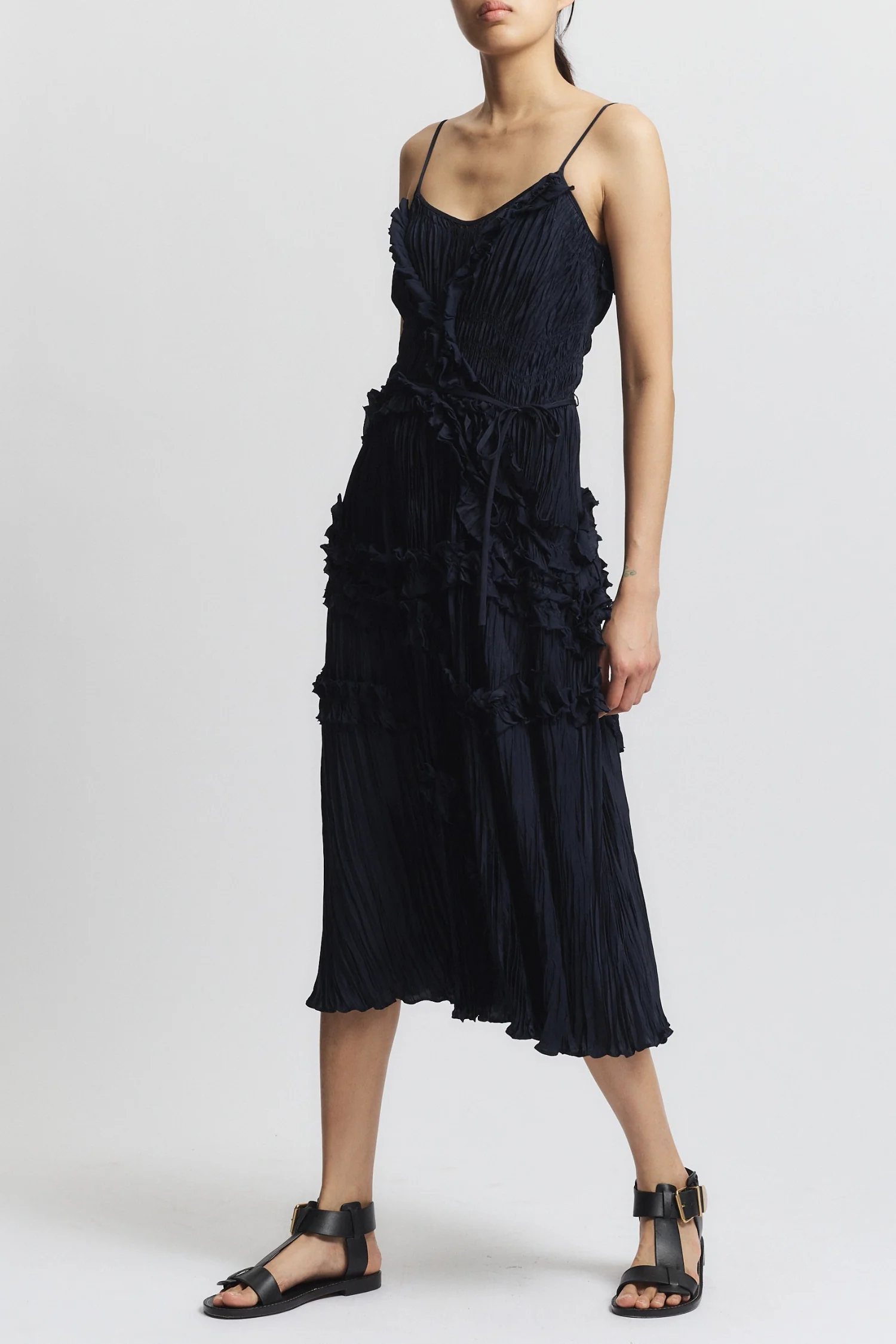 Bella Ruched Midi Dress, Navy 4 Bella Ruched Midi Dress, Navy