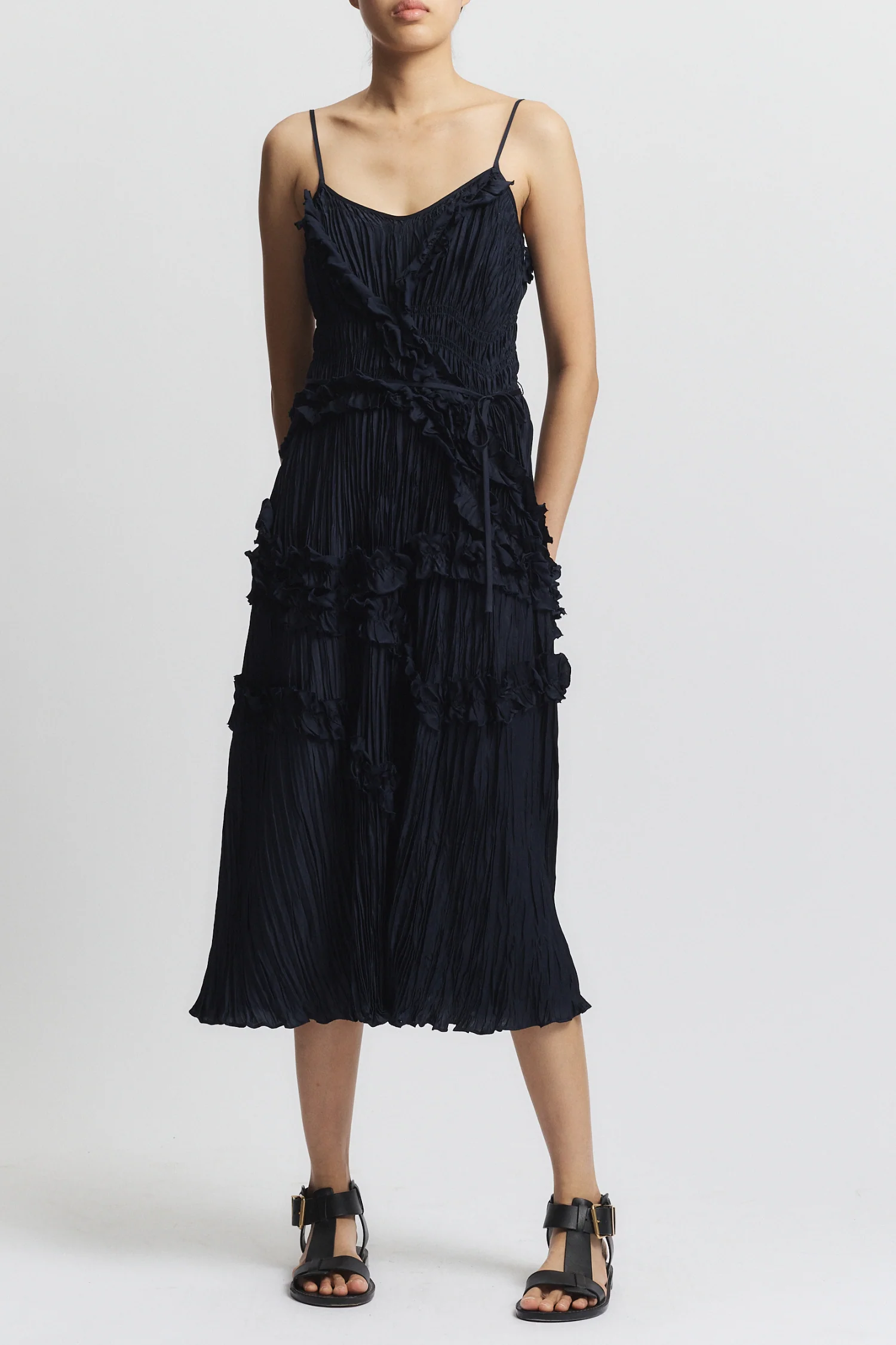 Bella Ruched Midi Dress, Navy 6 Bella Ruched Midi Dress, Navy