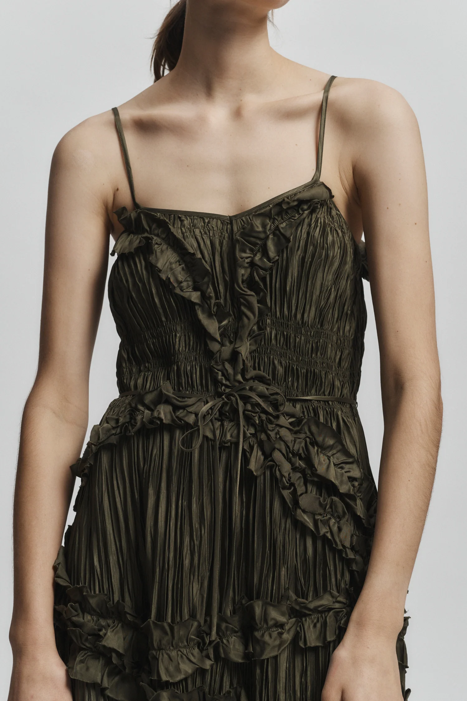 Bella Ruched Midi Dress, Olive 5 Bella Ruched Midi Dress, Olive