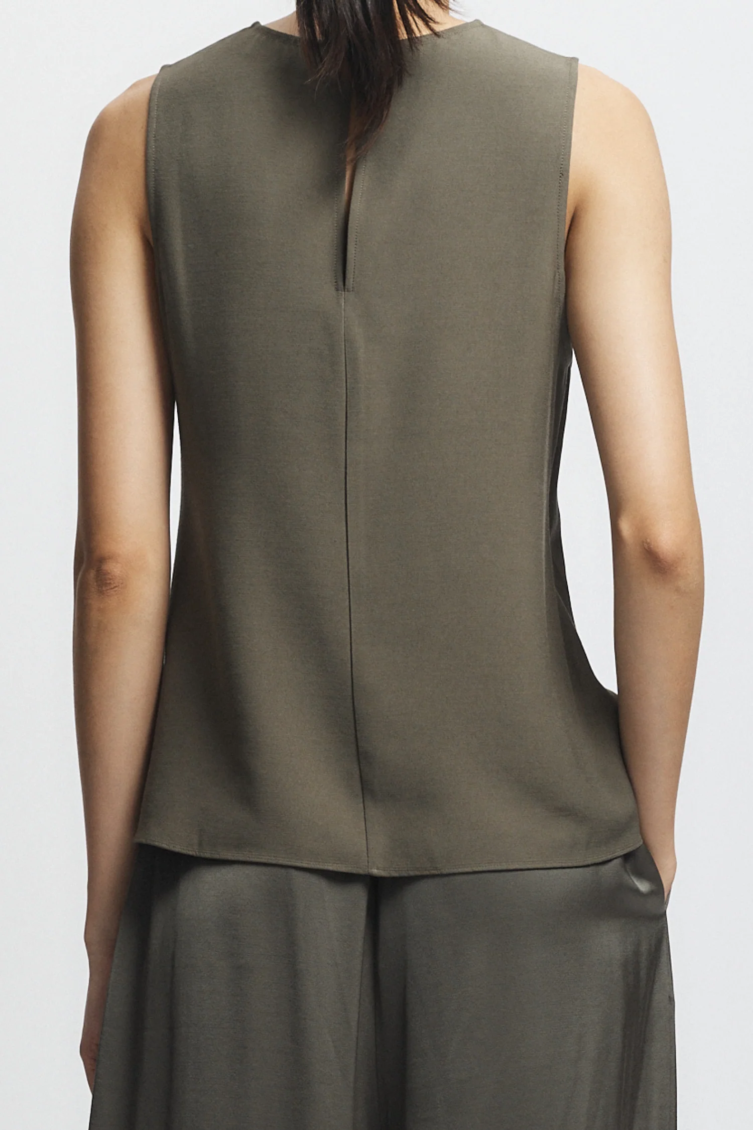 Benson Charmeuse Top, Dusty Olive 3 Benson Charmeuse Top, Dusty Olive