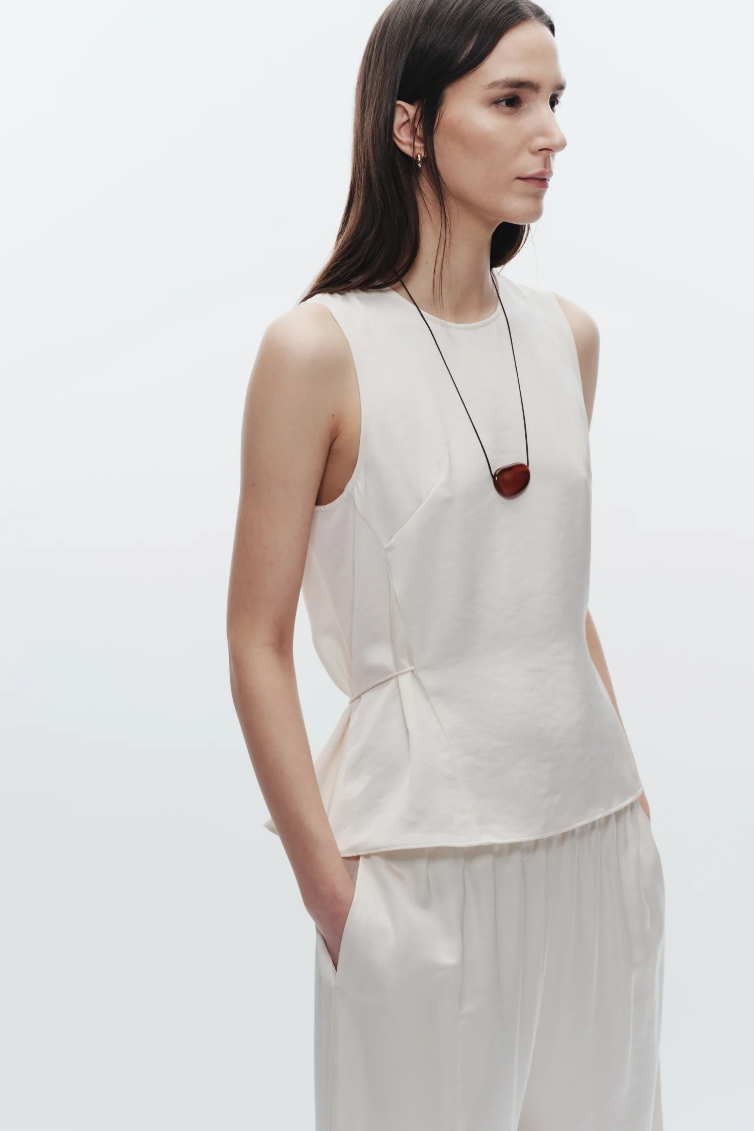 Benson Charmeuse Top, Ivory 3 Benson Charmeuse Top, Ivory