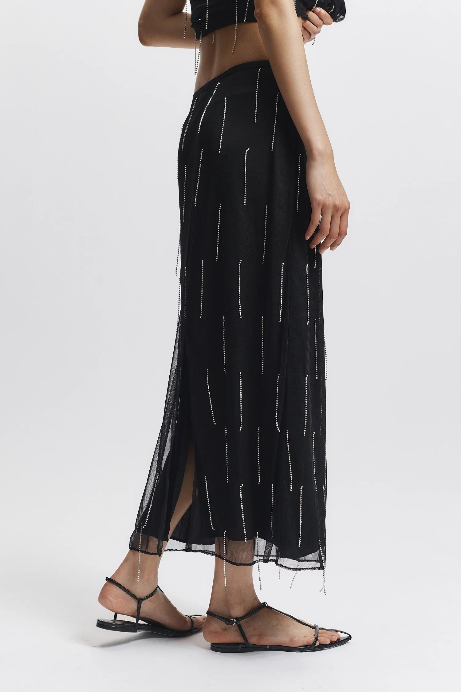 Billie Fringe Skirt, Black