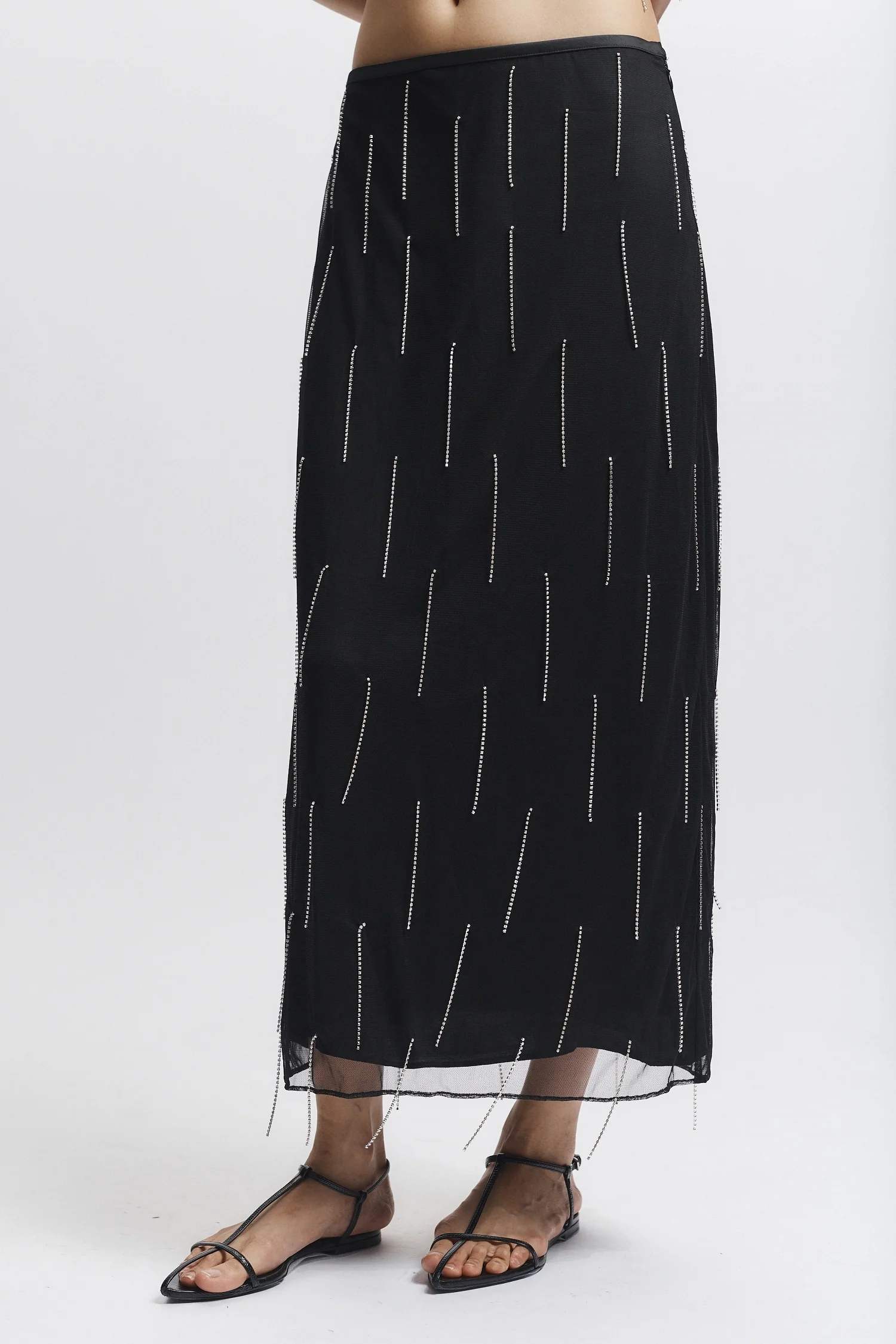 Billie Fringe Skirt, Black