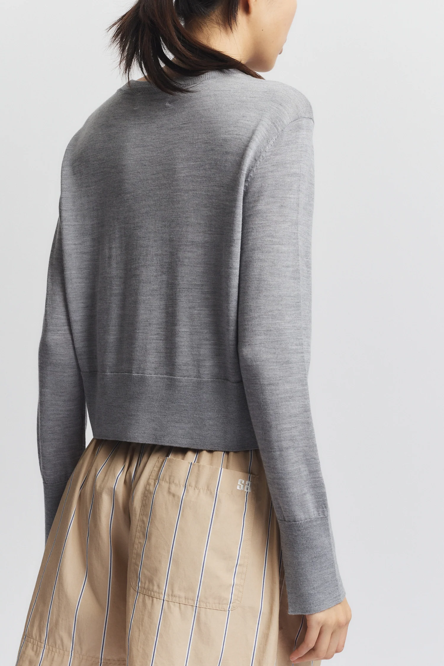 Elodie Layered Crewneck Knit, Medium Grey Heather 4 Elodie Layered Crewneck Knit, Medium Grey Heather