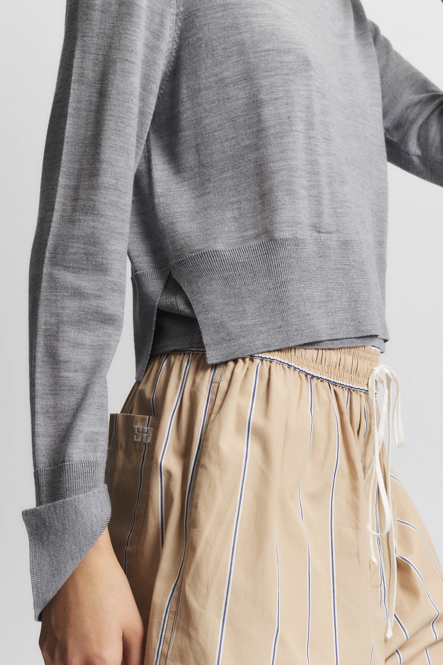 Elodie Layered Crewneck Knit, Medium Grey Heather 5 Elodie Layered Crewneck Knit, Medium Grey Heather