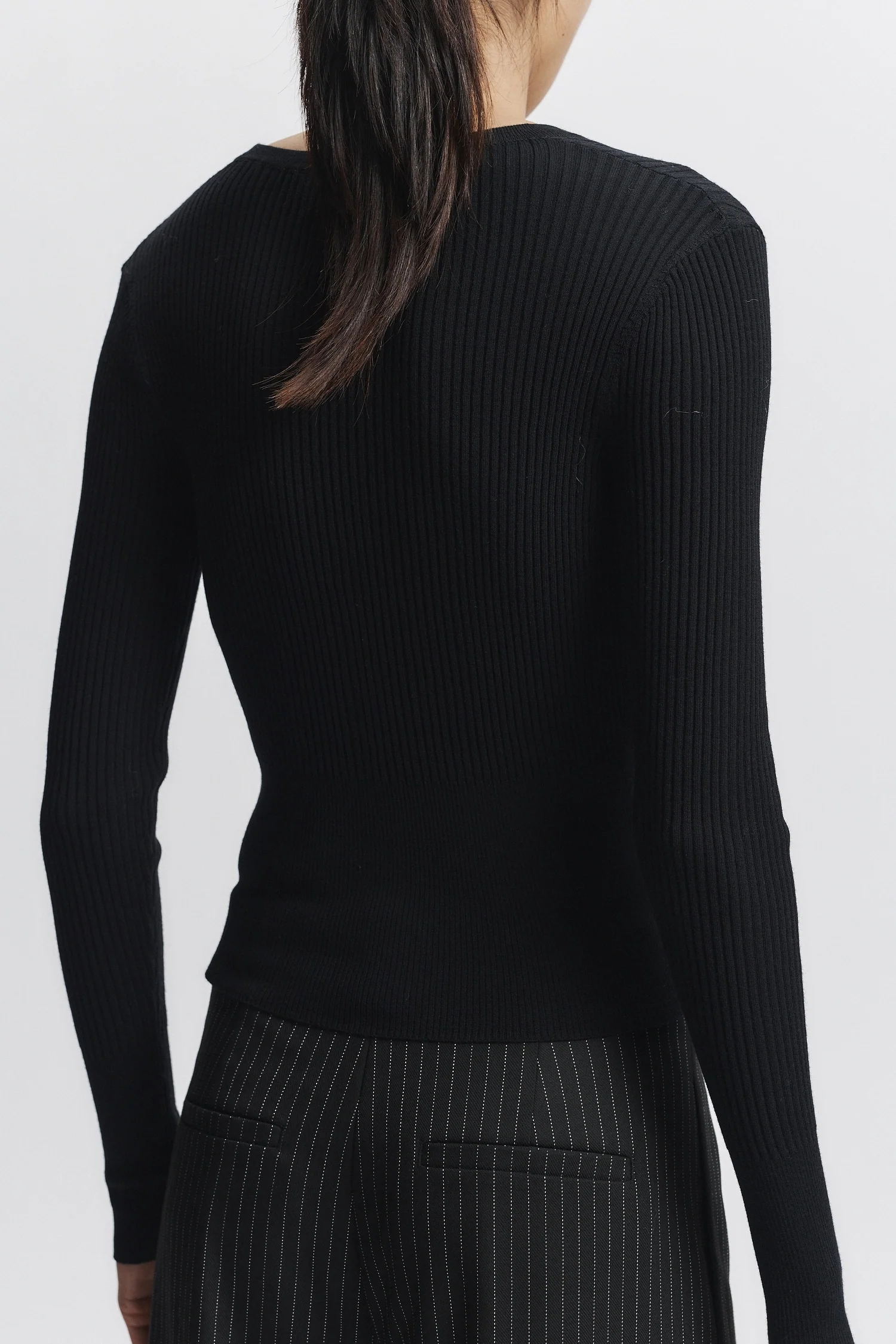 Braylon Rib Cardigan Sweater, Black 3 Braylon Rib Cardigan Sweater, Black