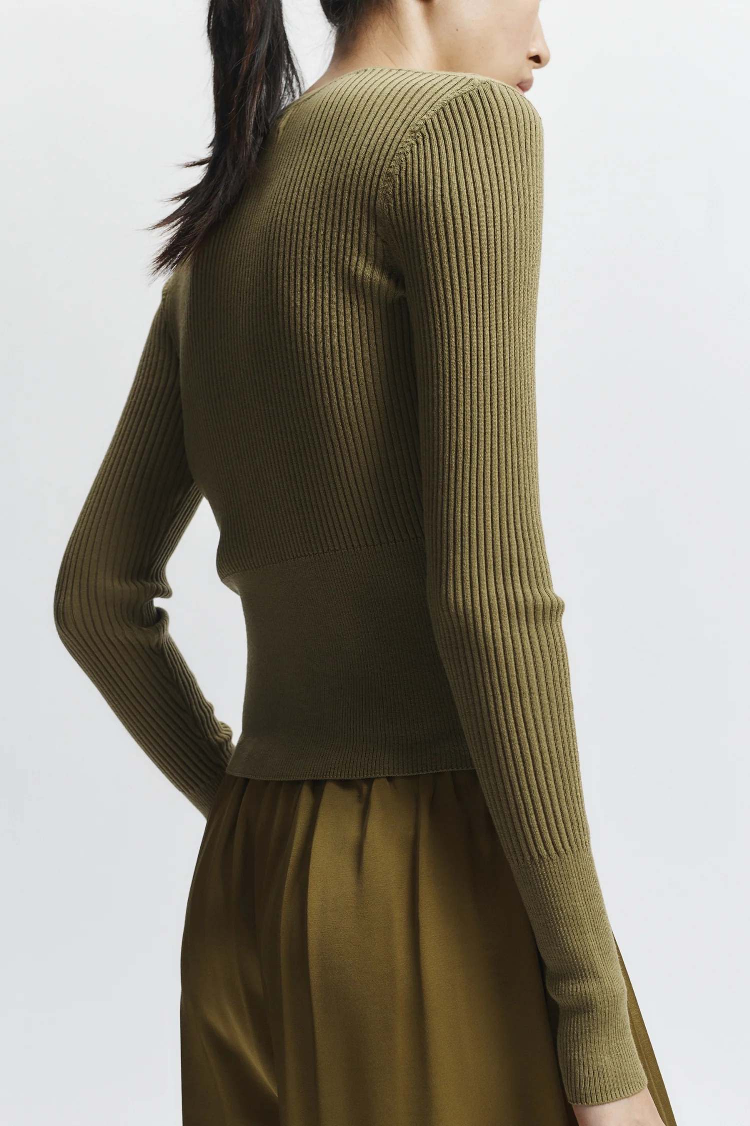 Braylon Rib Cardigan Sweater, Chartreuse