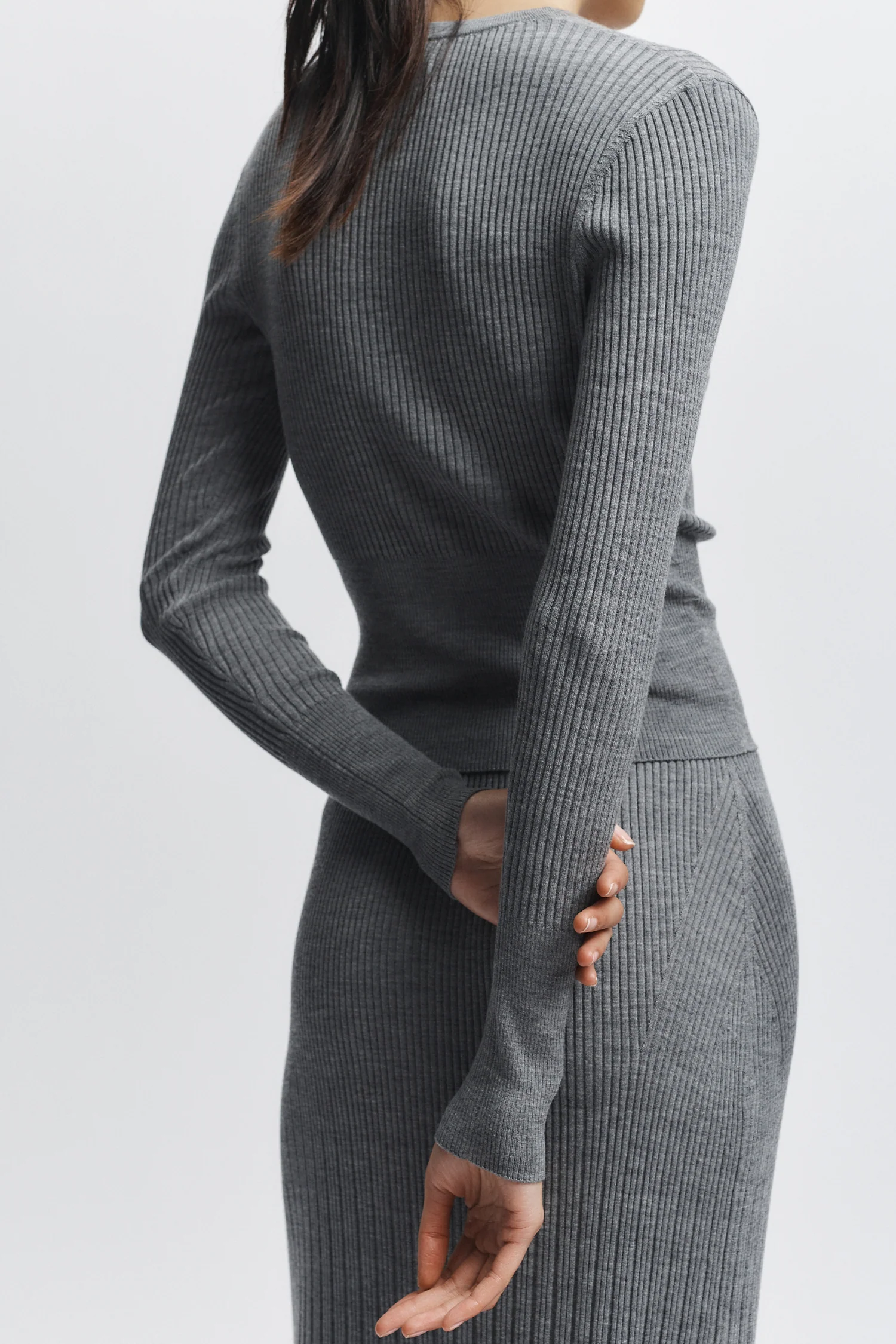 Braylon Rib Cardigan Sweater, Grey 3 Braylon Rib Cardigan Sweater, Grey