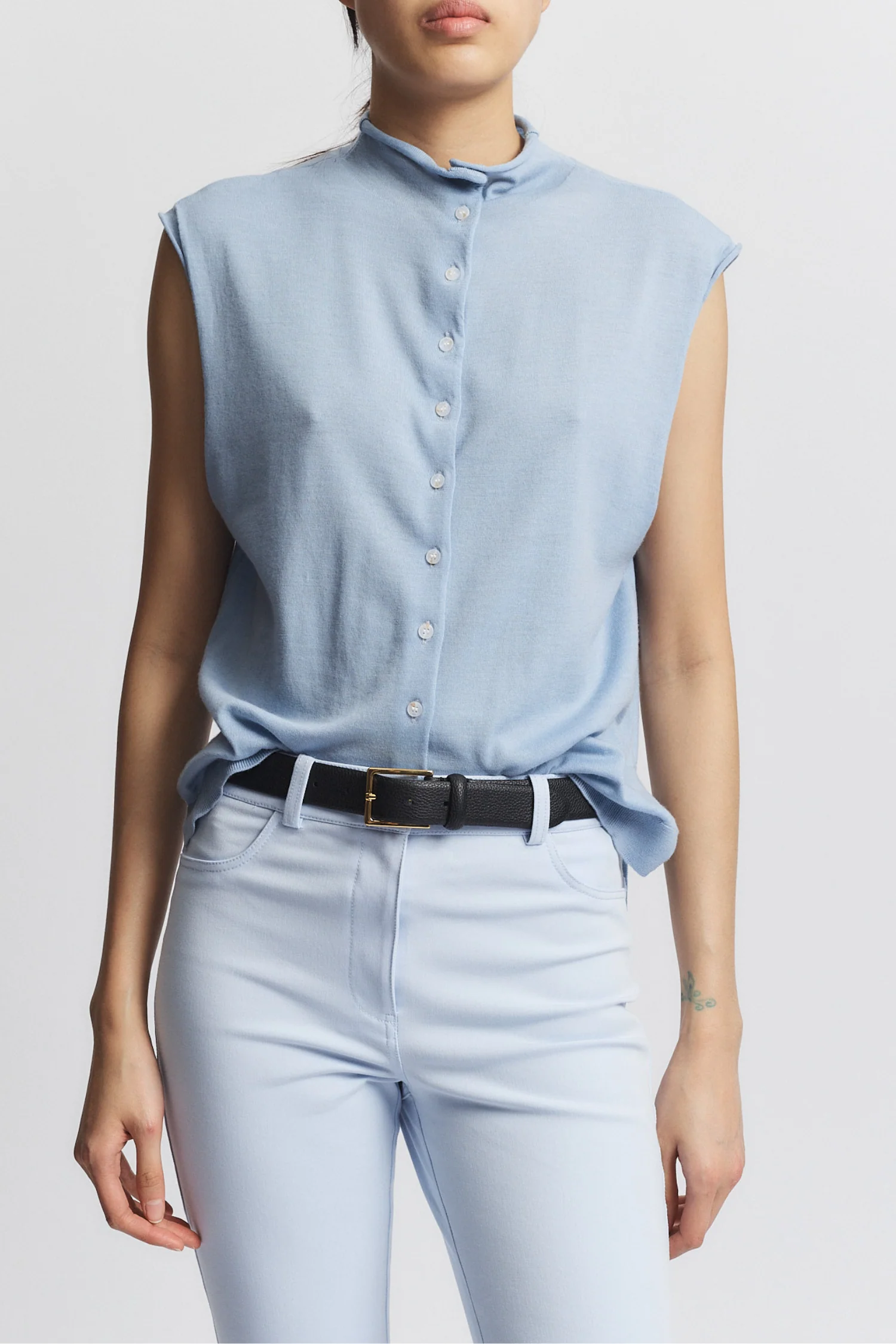 Brooke Sleeveless Sweater, Baby Blue 3 Brooke Sleeveless Sweater, Baby Blue