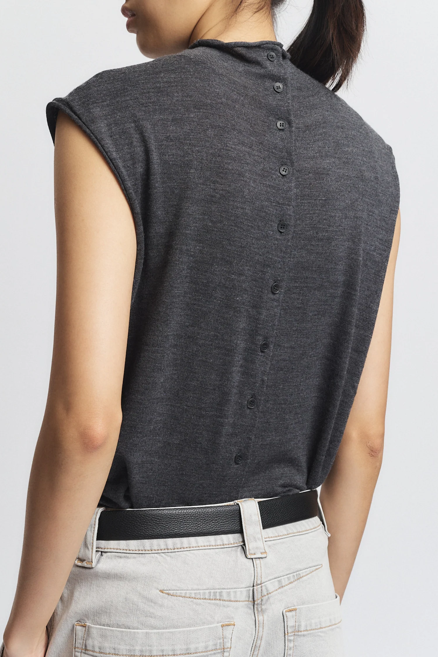 Brooke Sleeveless Sweater, Charcoal 3 Brooke Sleeveless Sweater, Charcoal