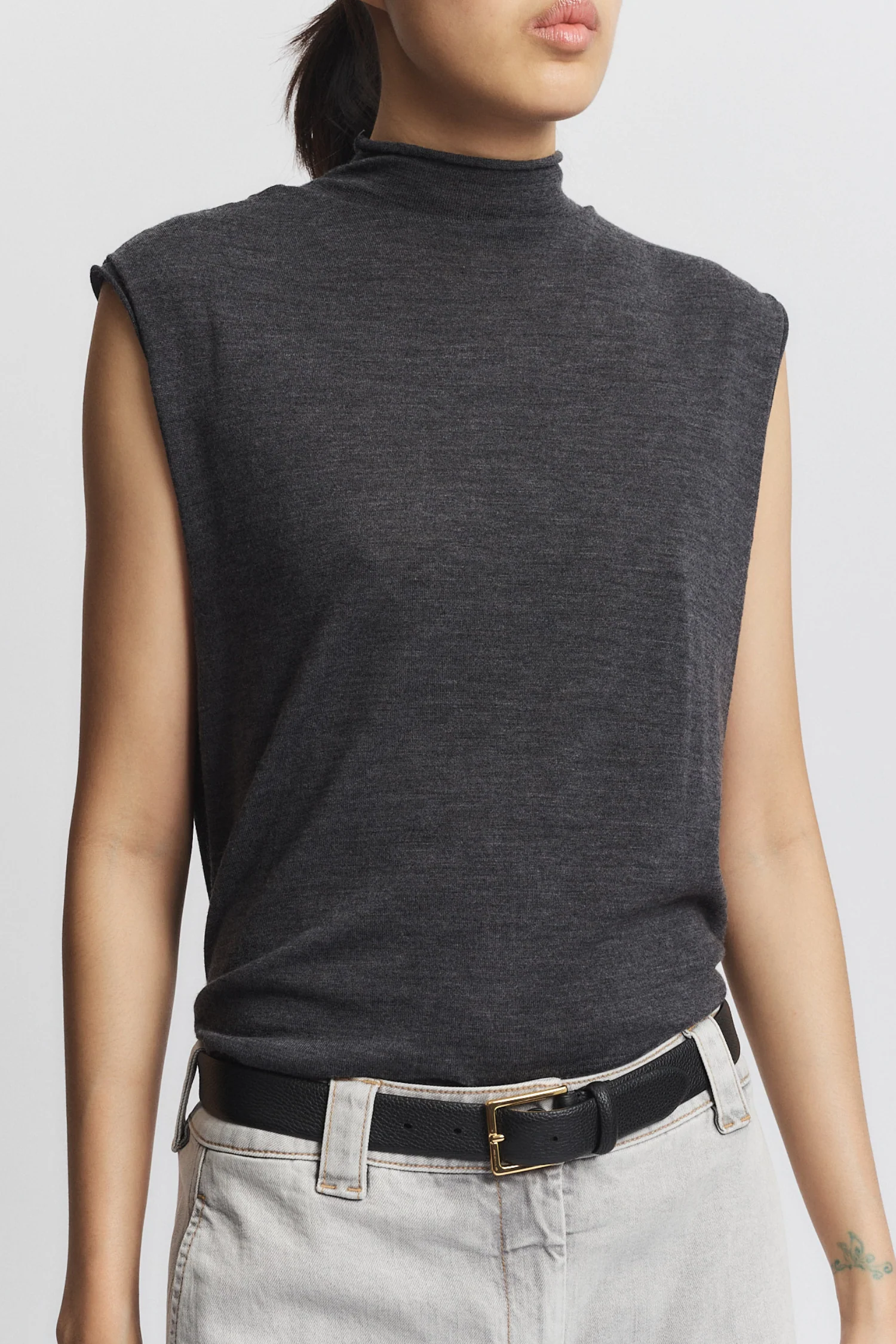 Brooke Sleeveless Sweater, Charcoal 4 Brooke Sleeveless Sweater, Charcoal