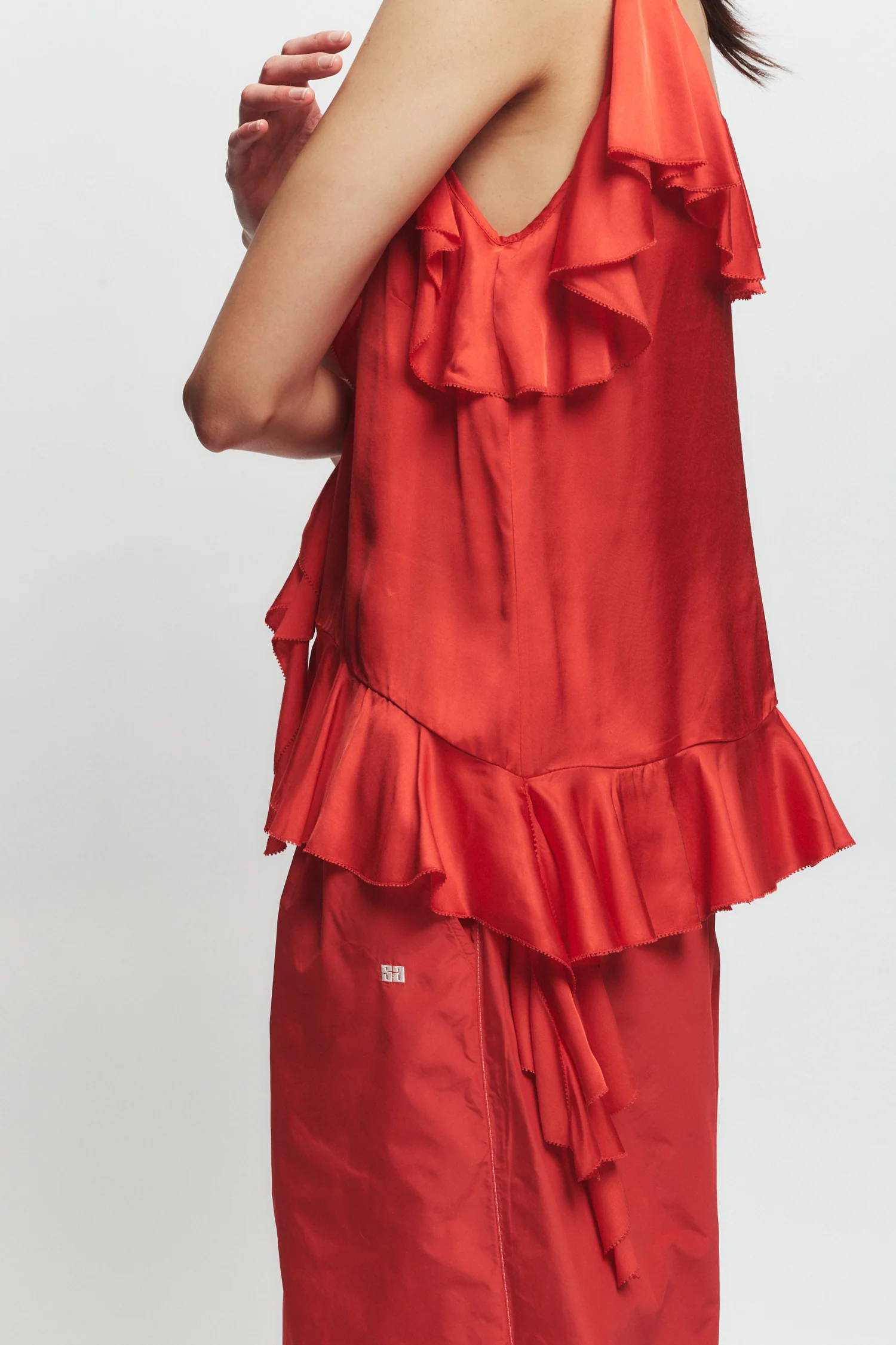 Cade Ruffled Viscose Top, Grenadine