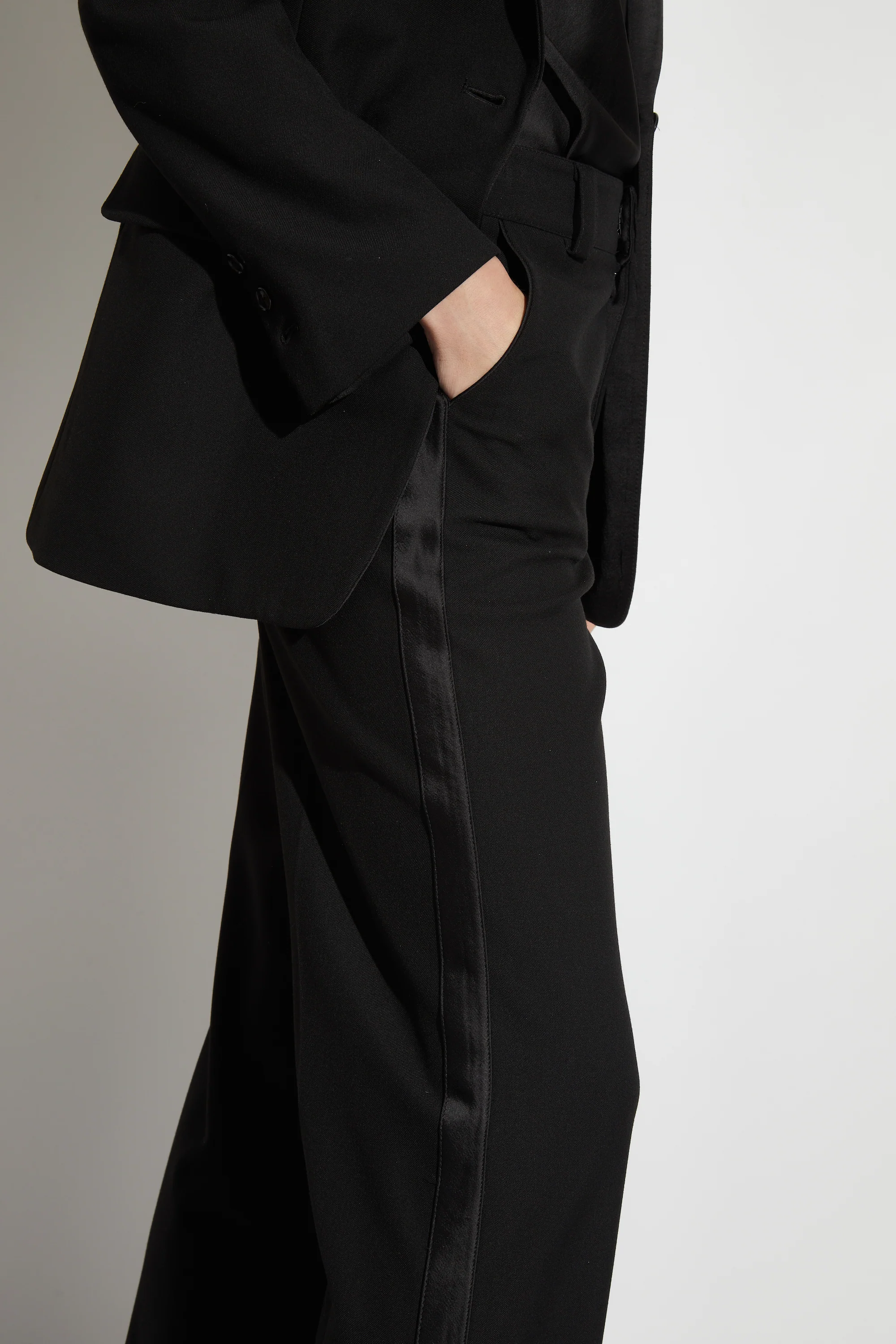 Cait Mid-Rise Straight Leg Tuxedo Pant, Black 4 Cait Mid-Rise Straight Leg Tuxedo Pant, Black