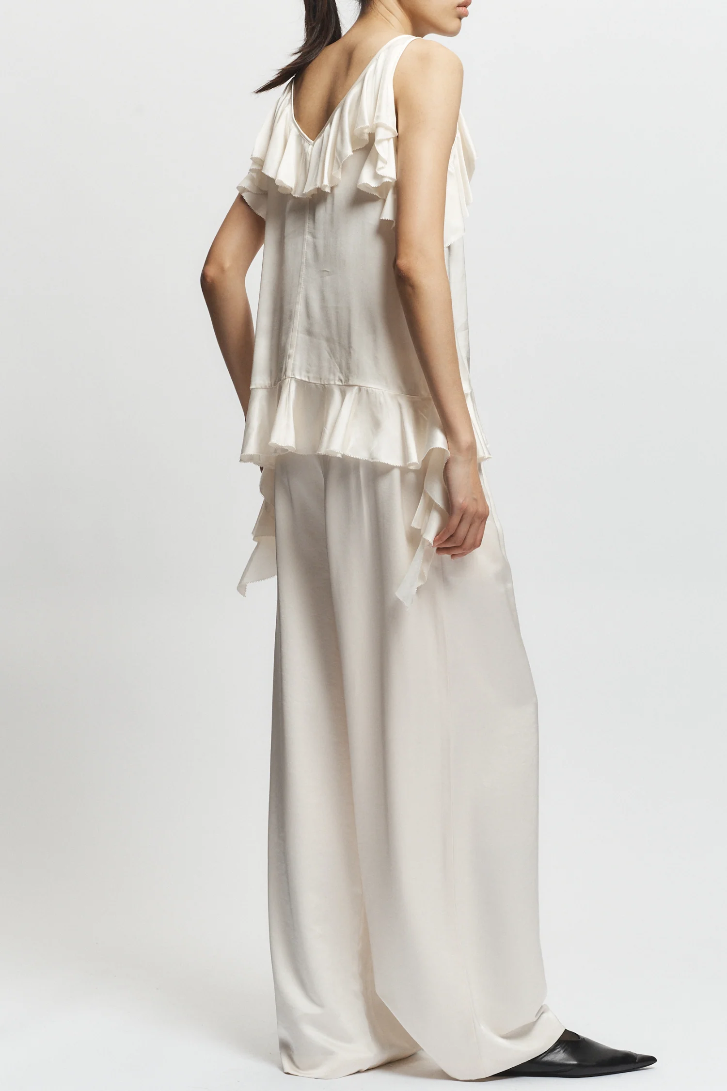 Cade Ruffled Viscose Top, Ivory